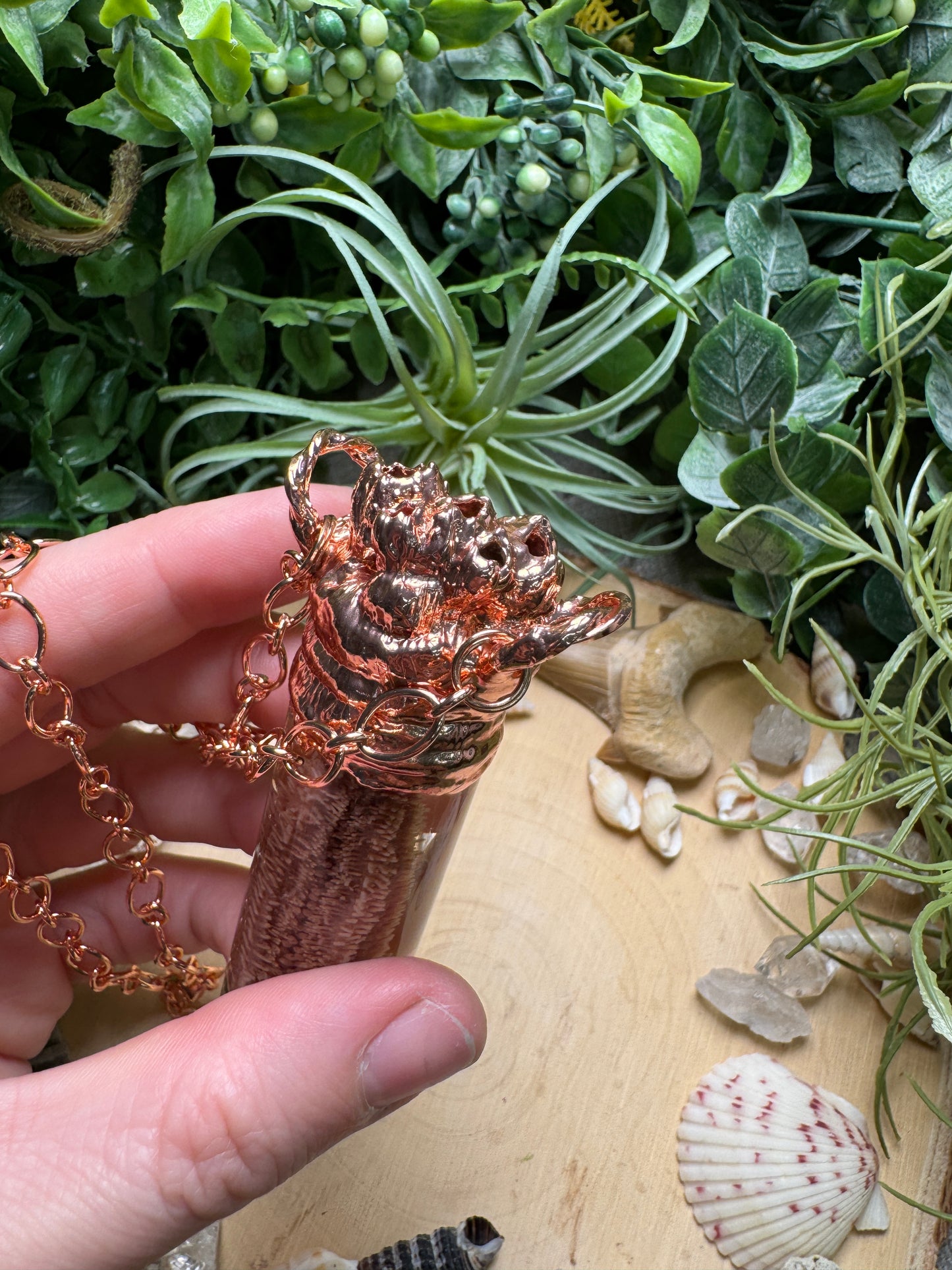 Labradorite, Barnacles, and Starfish Arm Oddity Vial Necklace