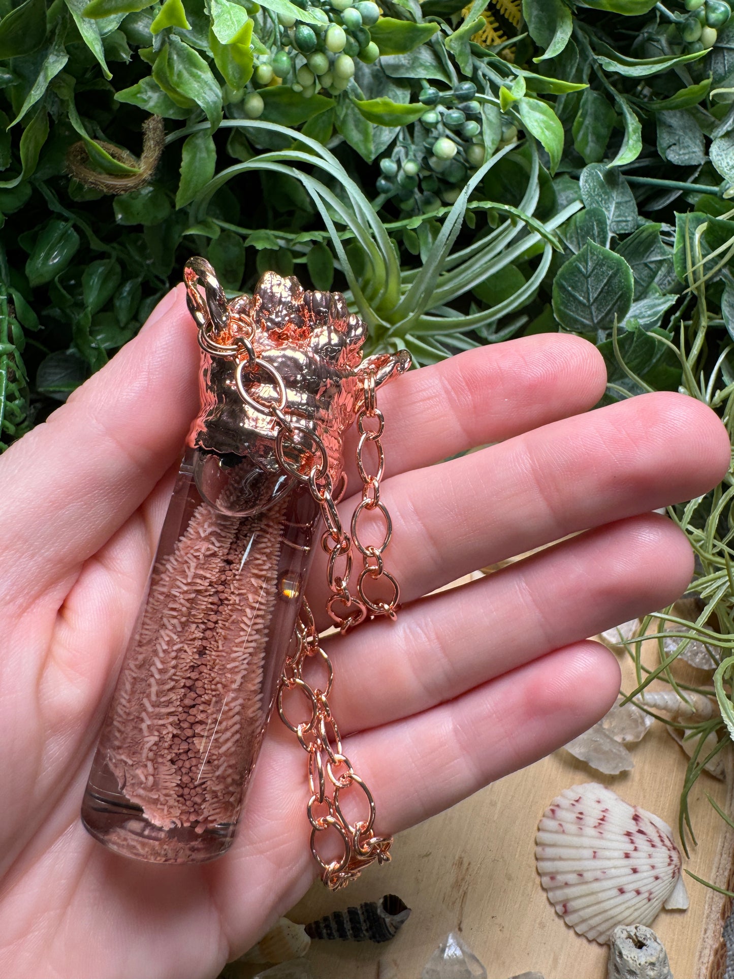 Labradorite, Barnacles, and Starfish Arm Oddity Vial Necklace