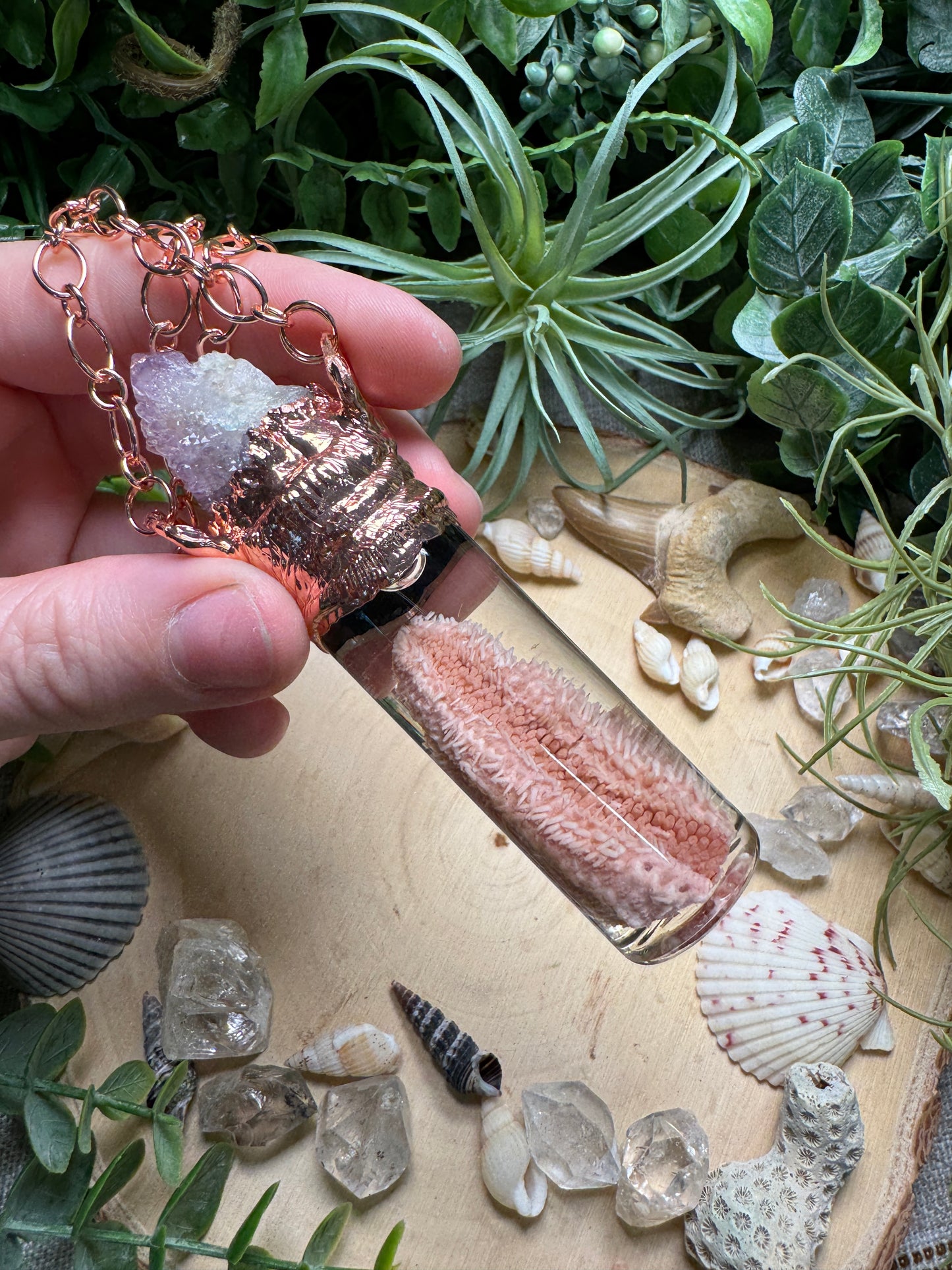Labradorite, Spirit Quartz, and Starfish Arm Oddity Vial Necklace