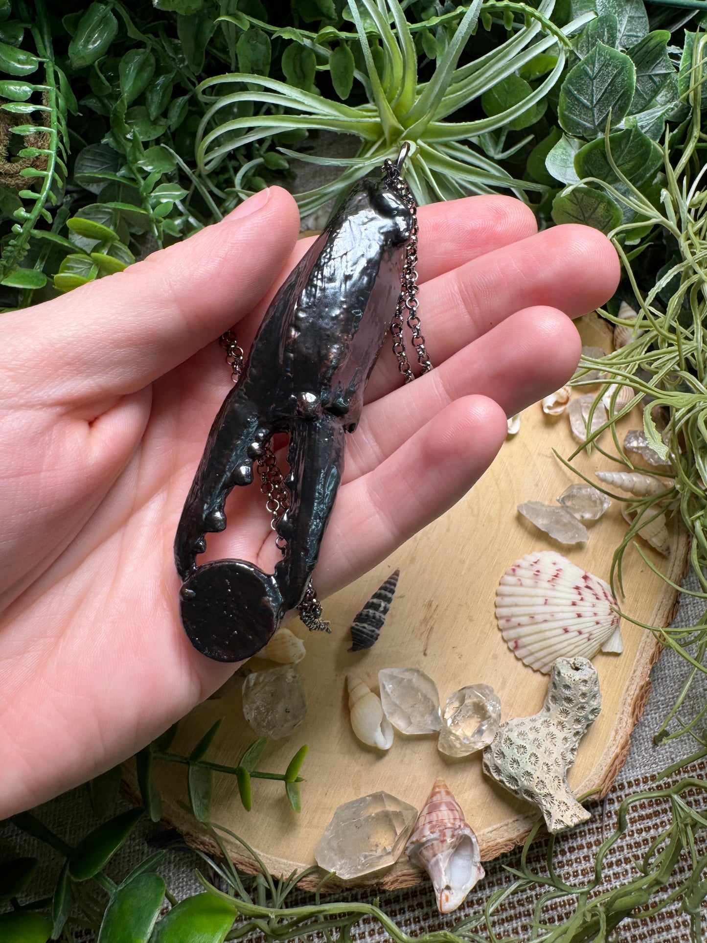 Moonstone Crab Claw Necklace
