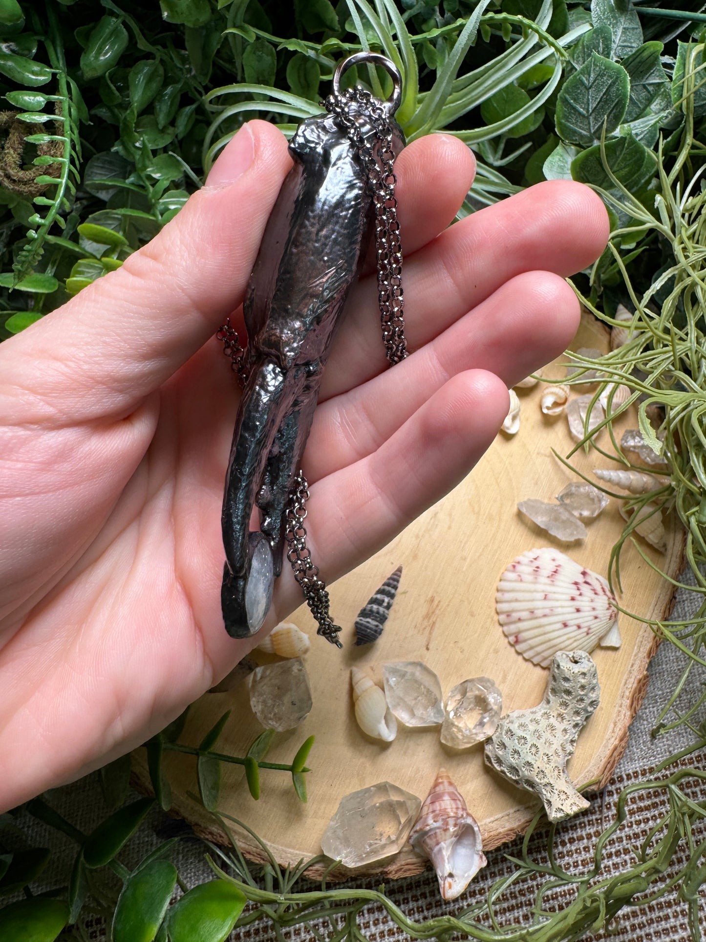 Moonstone Crab Claw Necklace