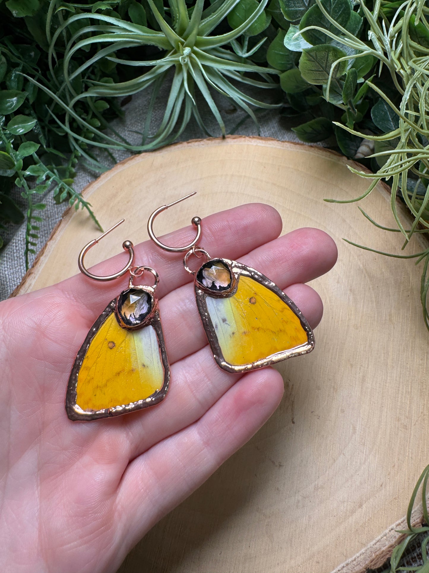Amethyst and Butterfly Wing Earrings
