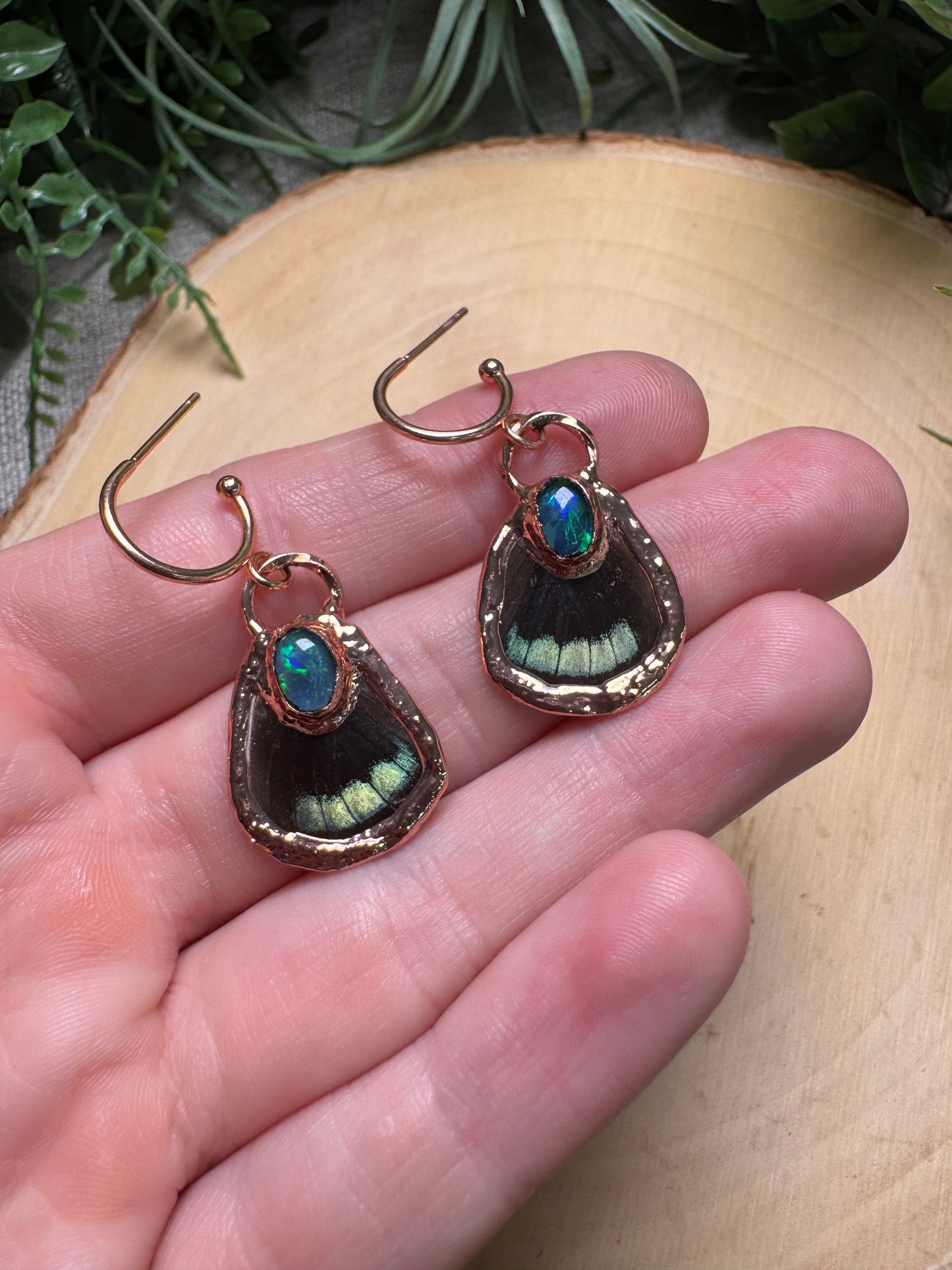 Opal and Butterfly Wing Earrings