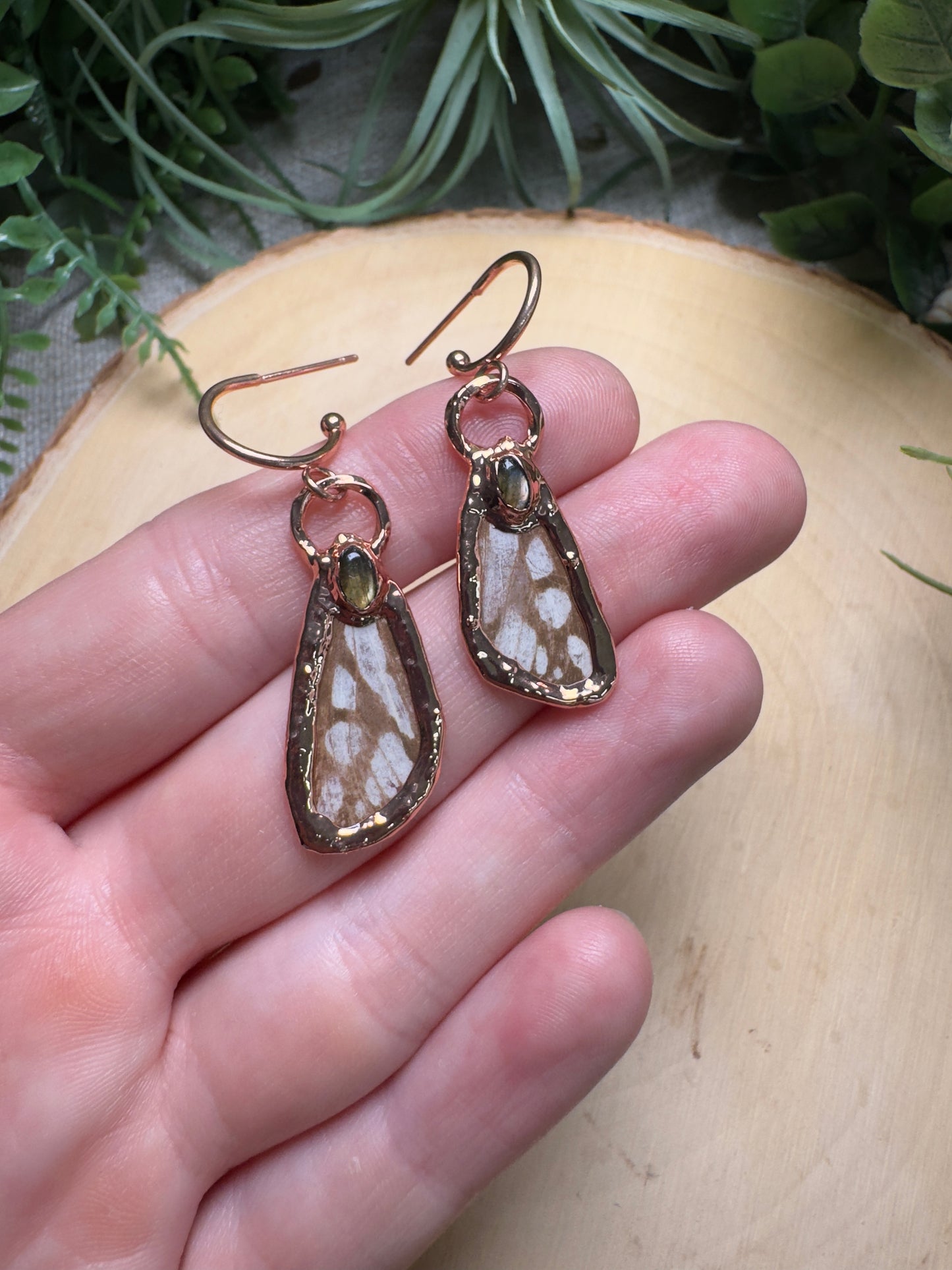 Labradorite and Moth Wing Earrings