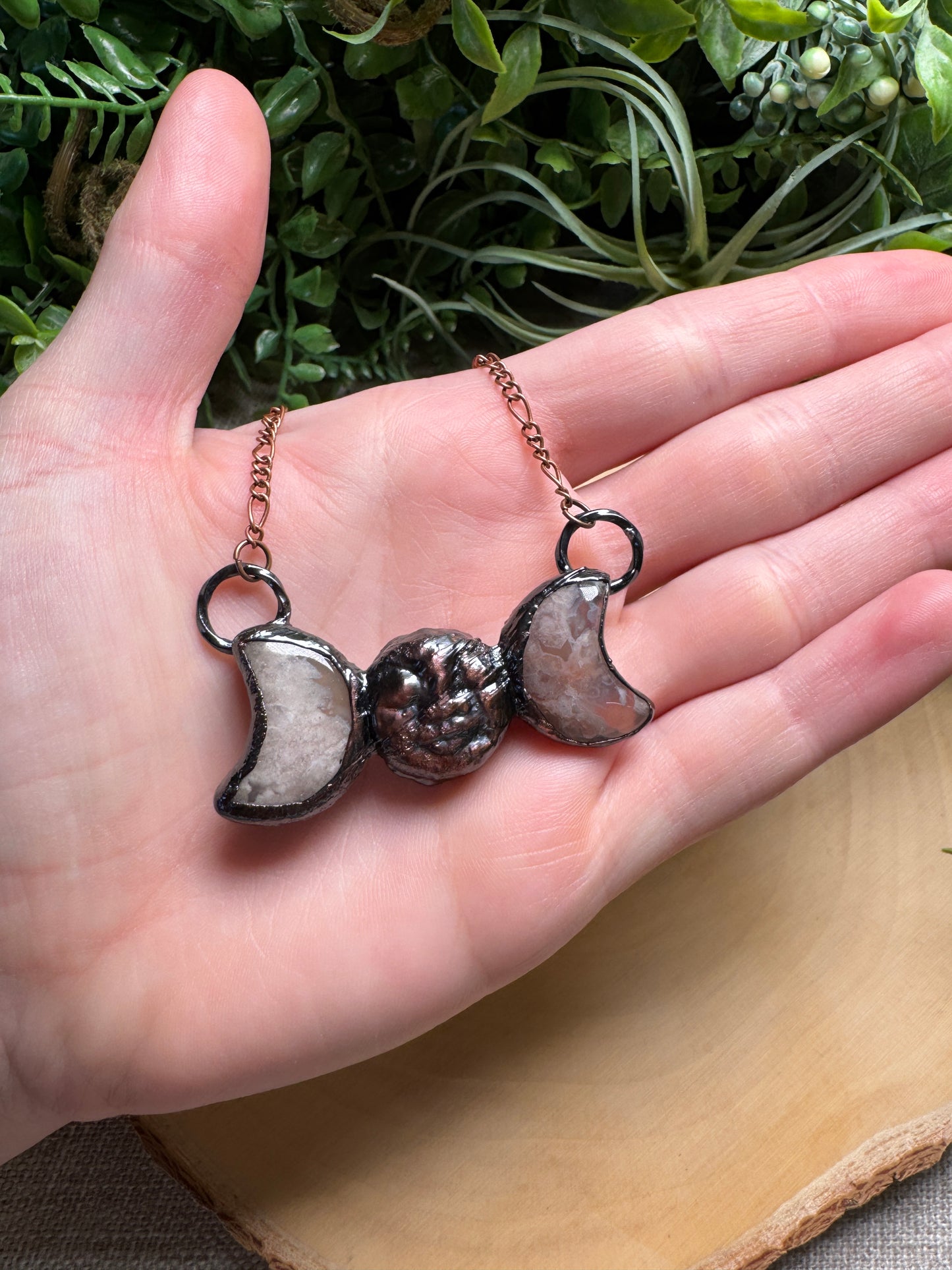Luna- Flower Agate Goddess Necklace