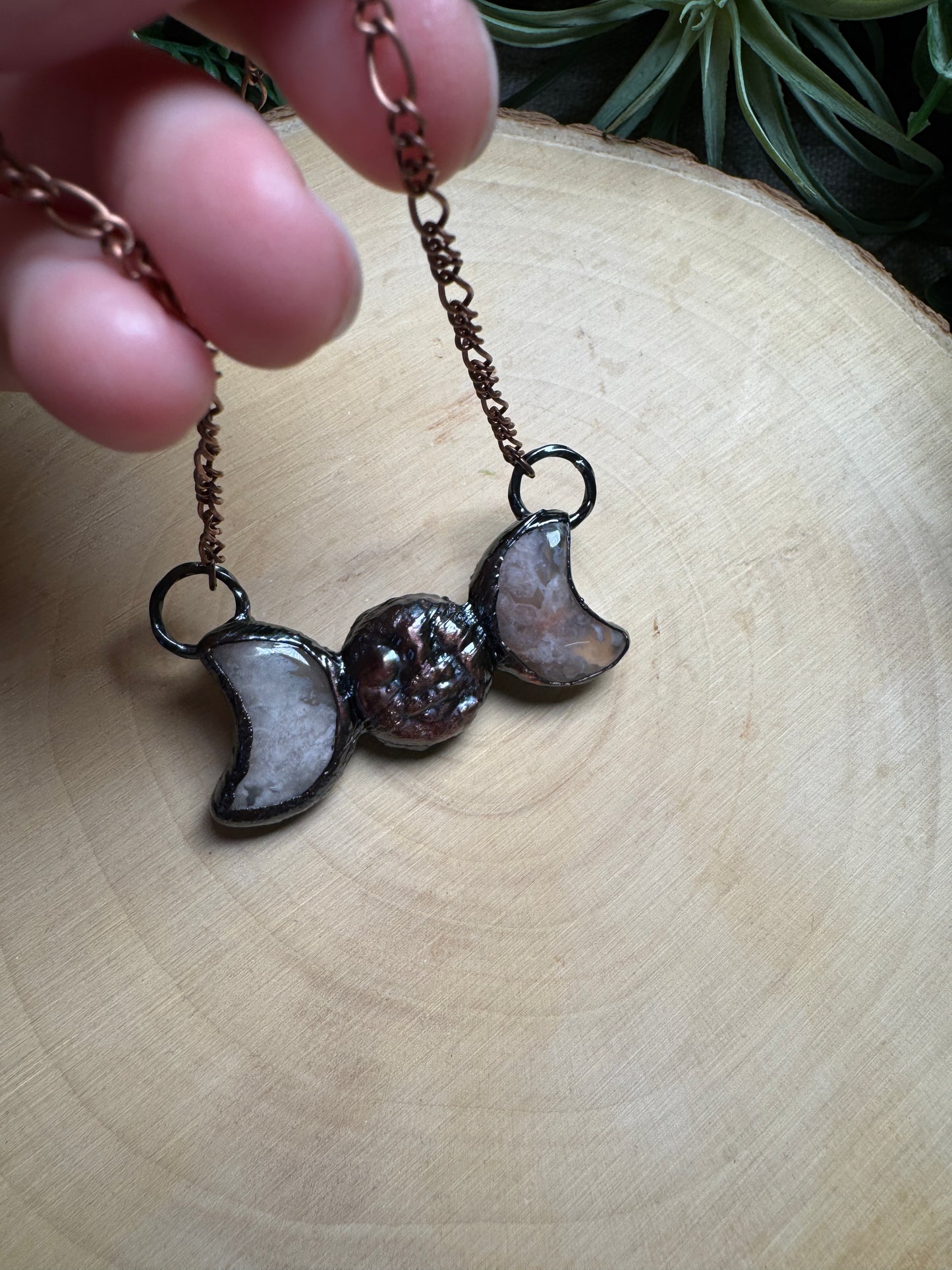 Luna- Flower Agate Goddess Necklace