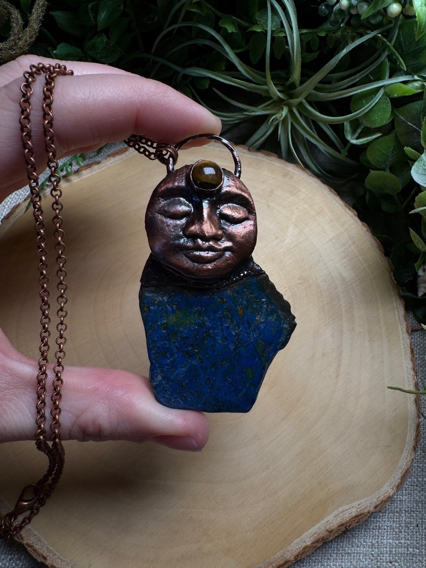 Holly- Tigers Eye and Chrysocolla Goddess Necklace