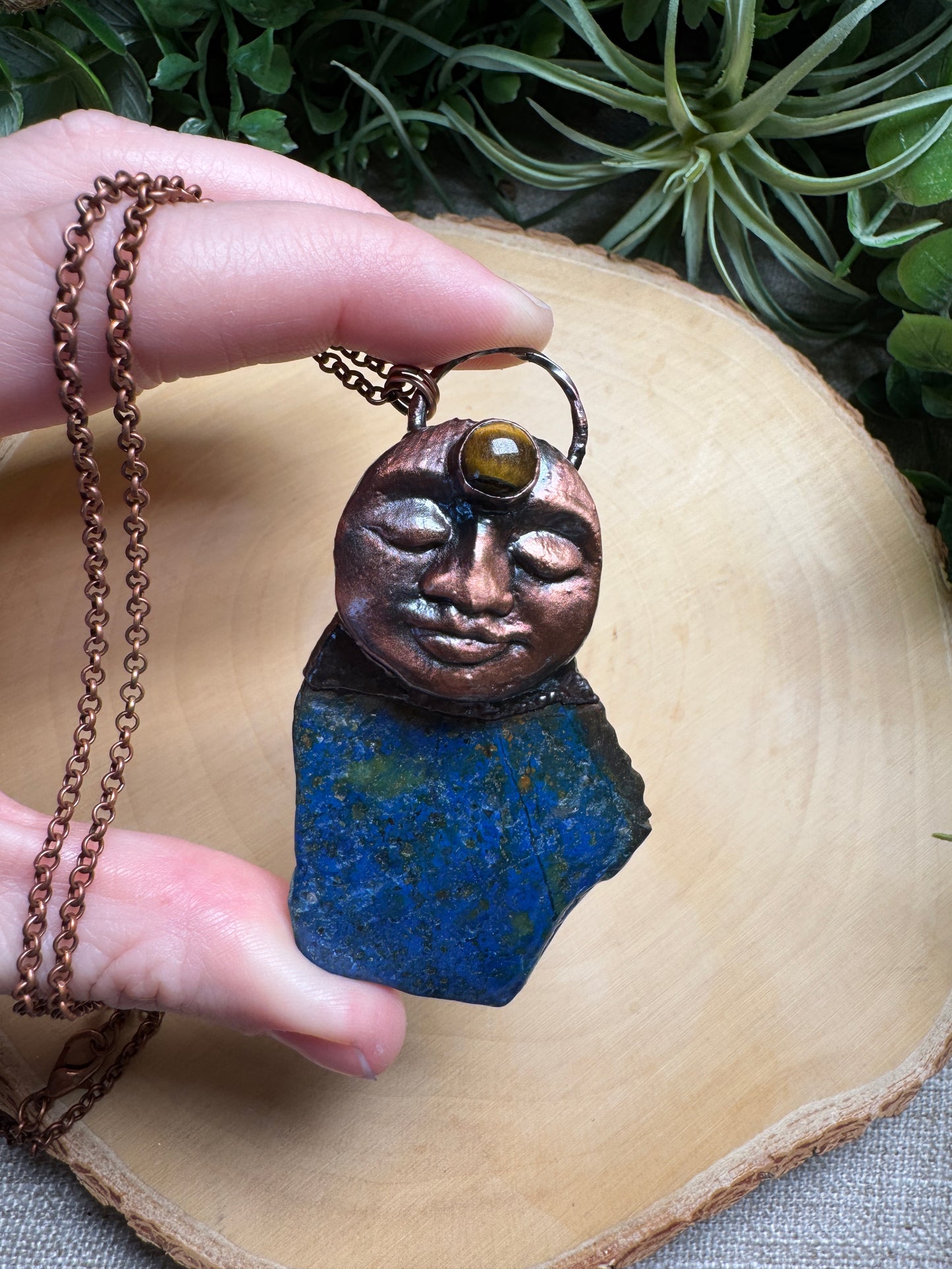 Holly- Tigers Eye and Chrysocolla Goddess Necklace