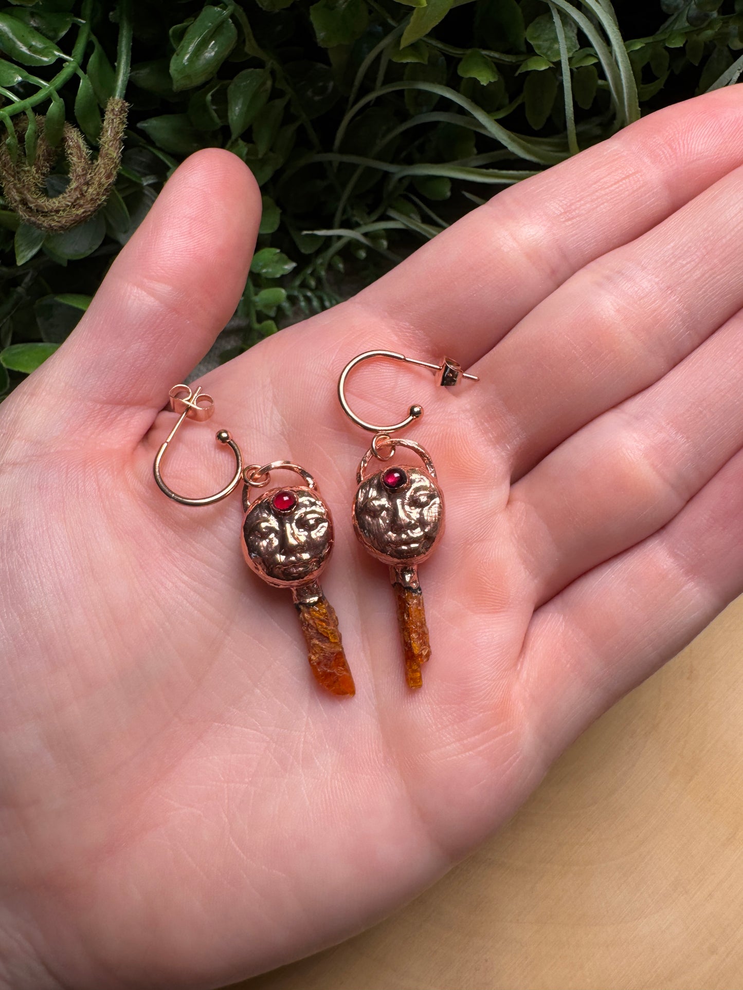 Lucy- Garnet and Orange Kyanite Goddess Earrings