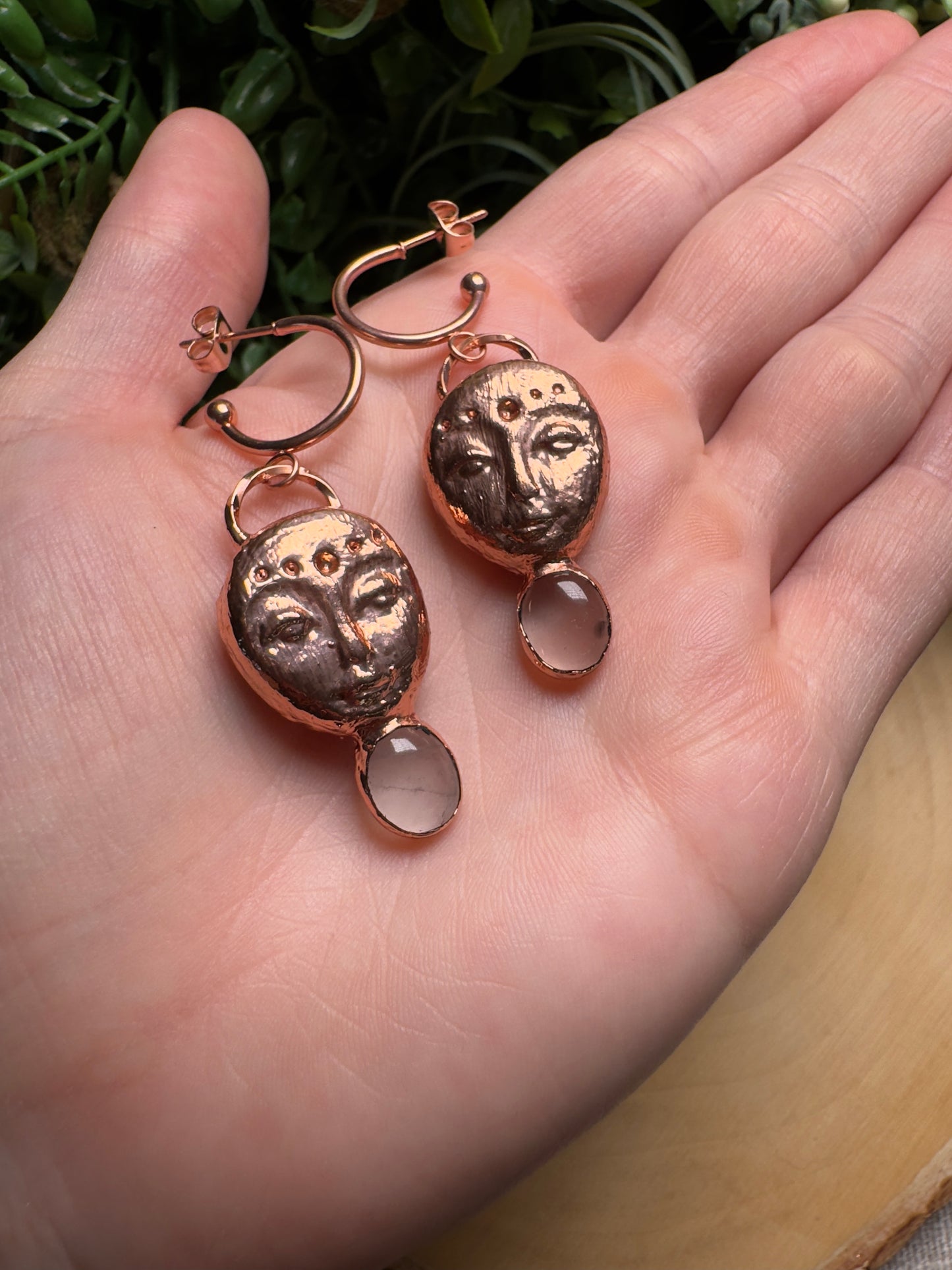 Paisley- Rose Quartz Goddess Earrings