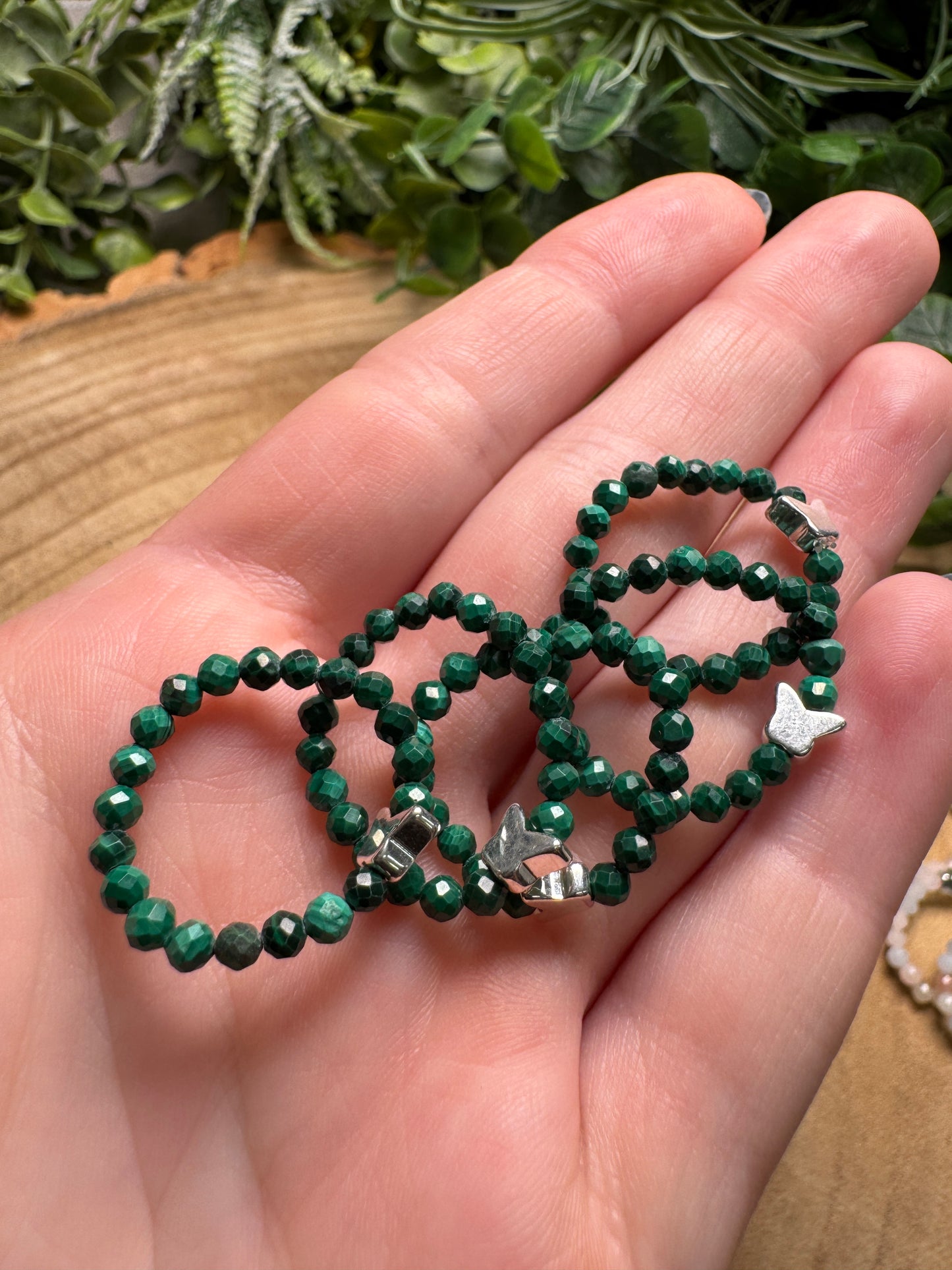 Malachite Butterfly Beaded Stretch Ring