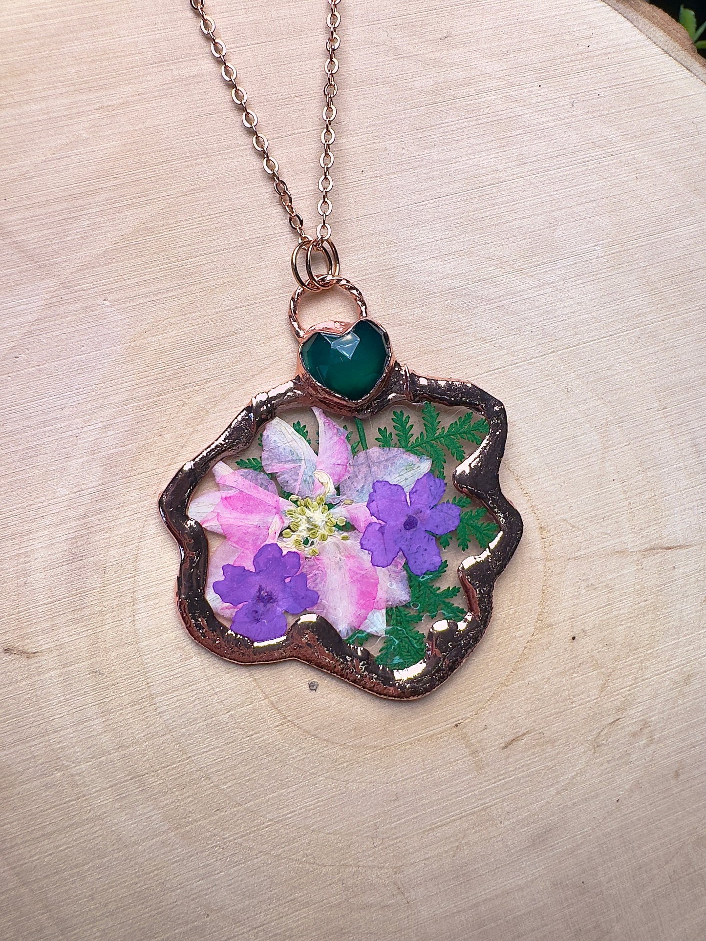 Starflower- Green Agate and Flower Necklace