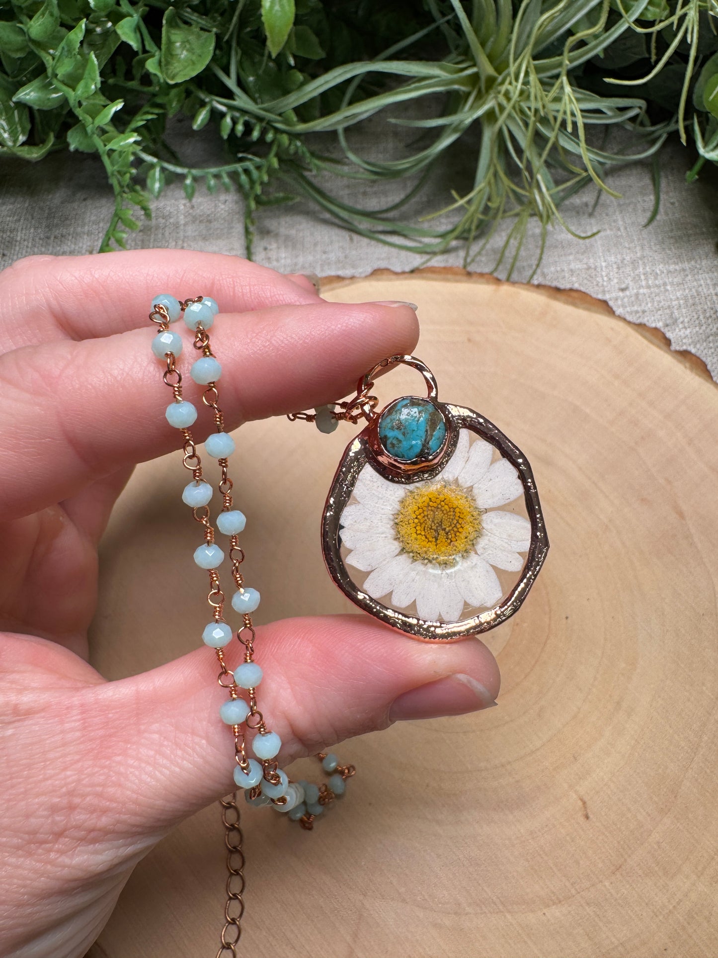 Seraphiel- Turquoise and Flower Necklace