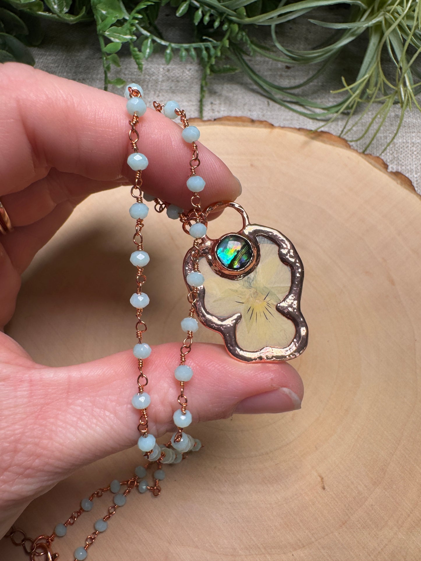 Aerilyn- Abalone Shell and Flower Necklace