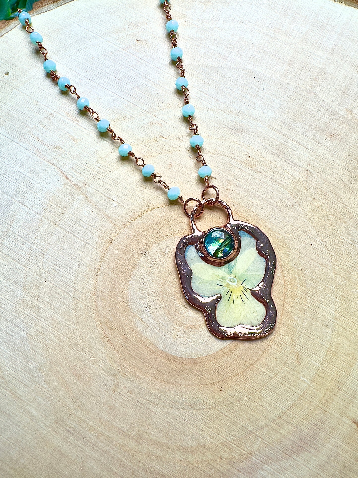 Aerilyn- Abalone Shell and Flower Necklace