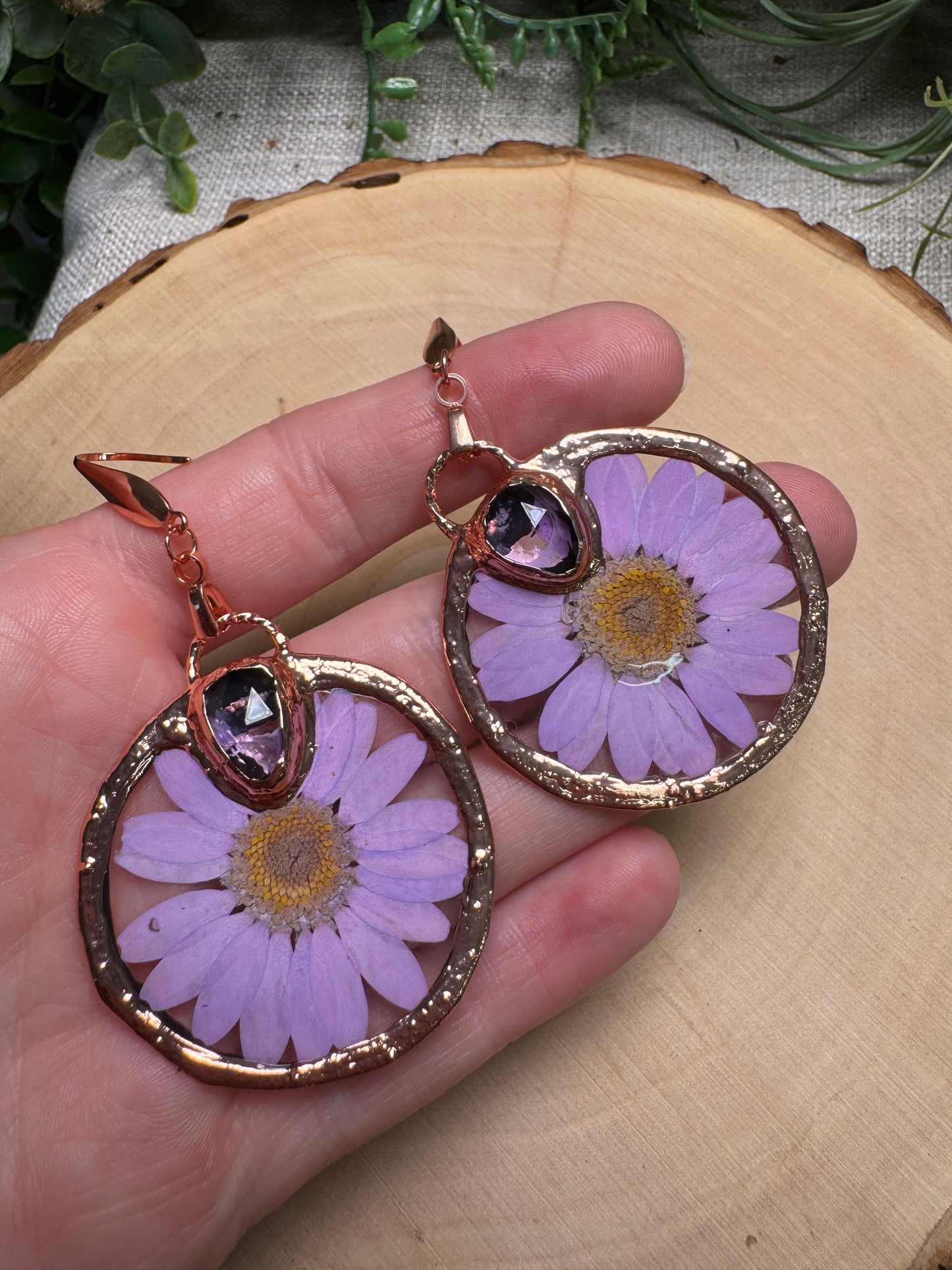 Nerida- Amethyst and Flower Earrings