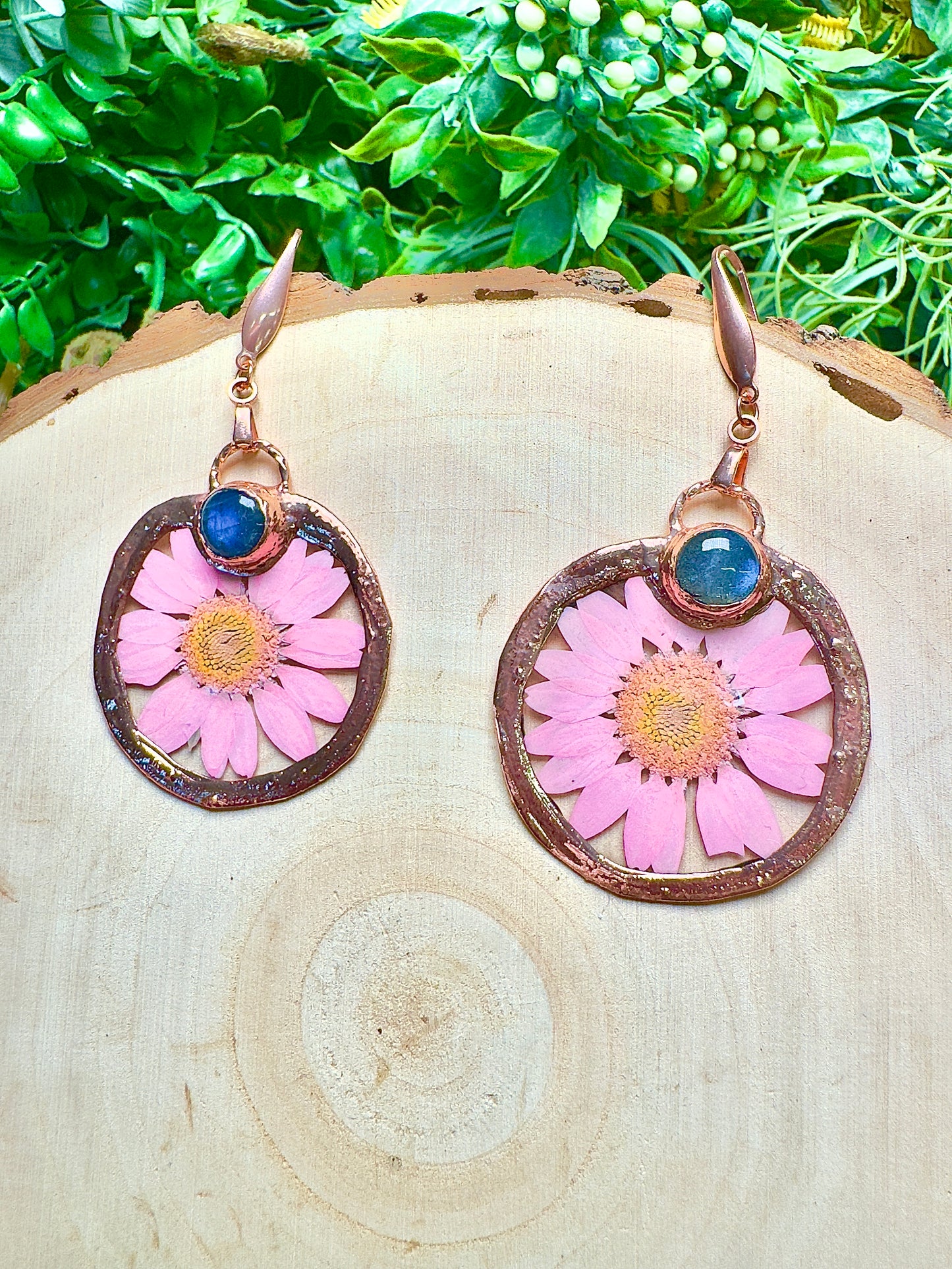 Oceana- Labradorite and Flower Earrings