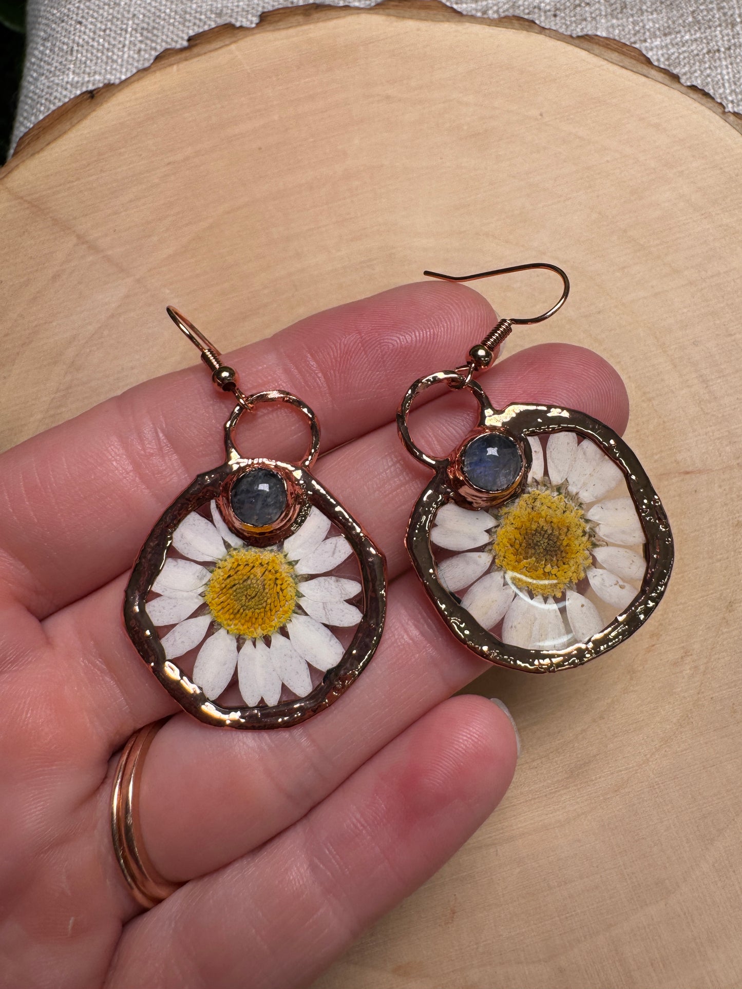 Sylvara- Moonstone and Flower Earrings
