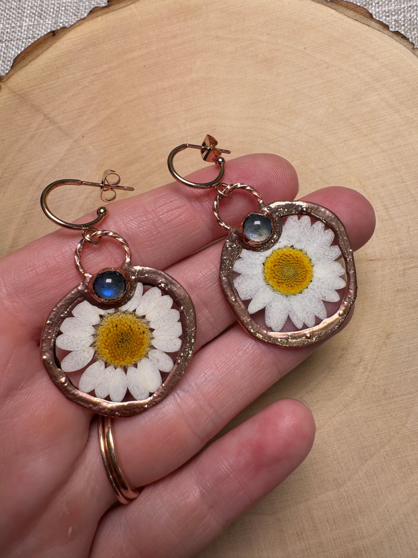 Lunessa- Labradorite and Flower Earrings