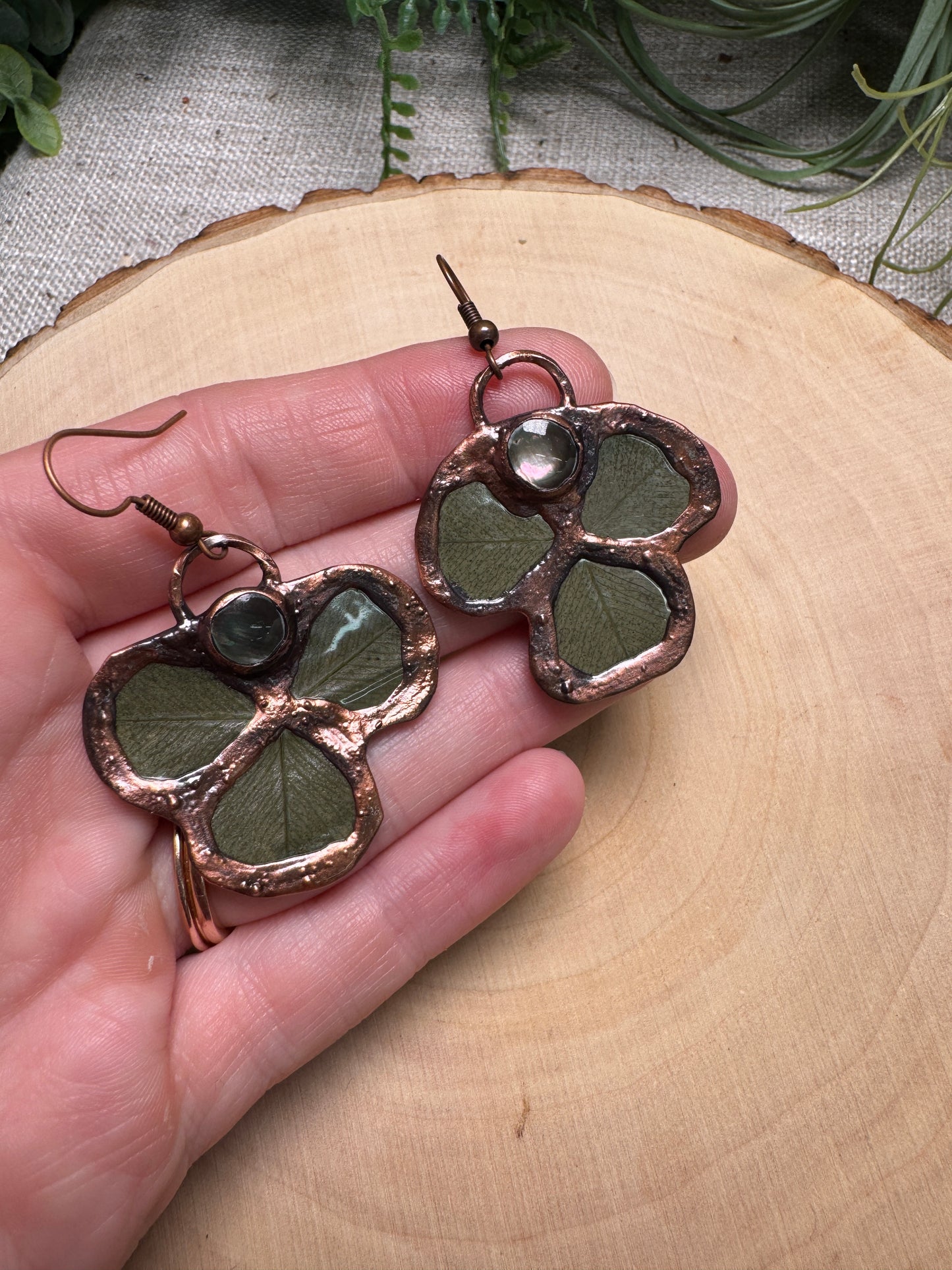 Clove- Shell and Clover Earrings