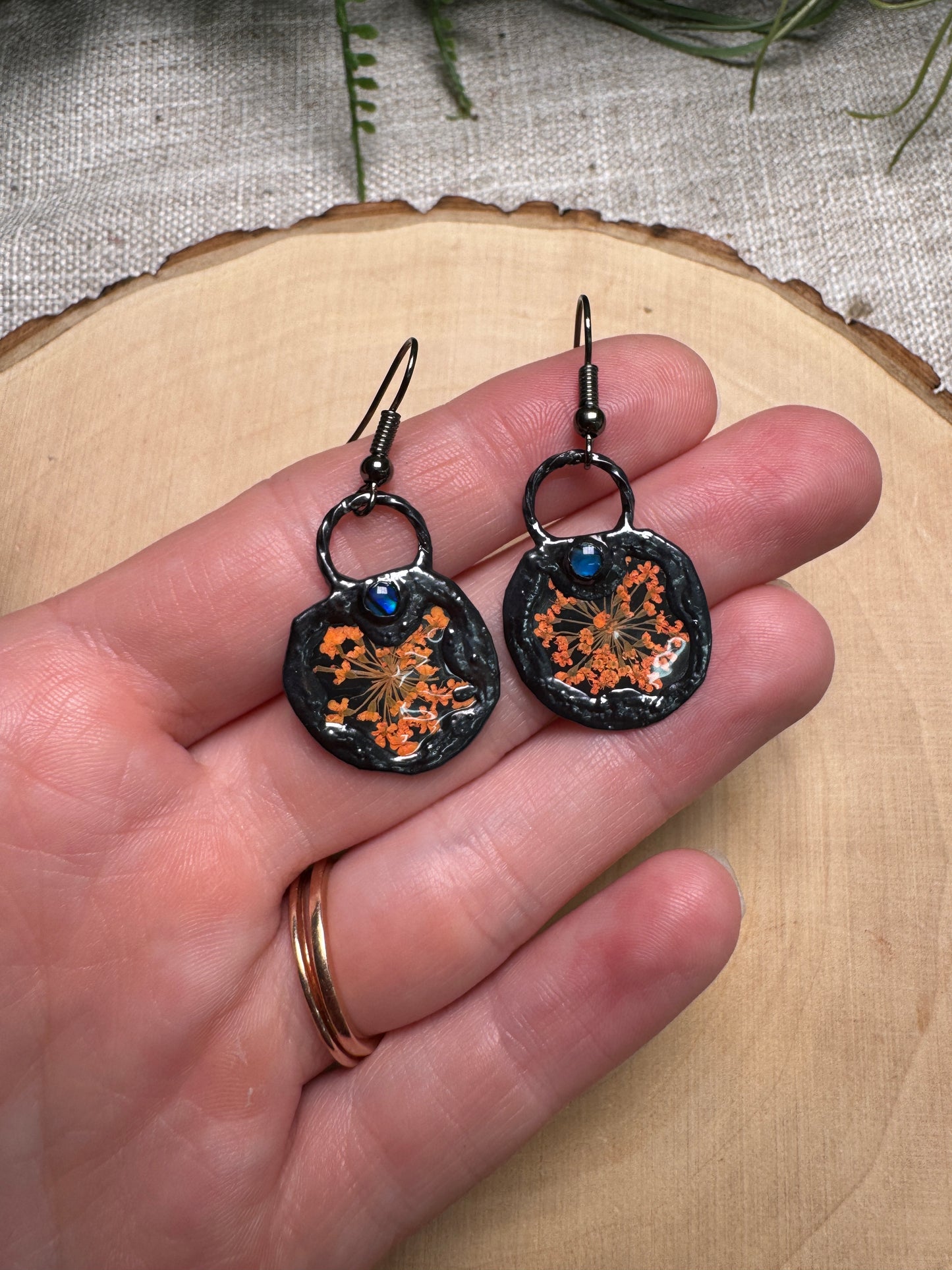 Dazzlefern- Abalone Shell and Flower Earrings