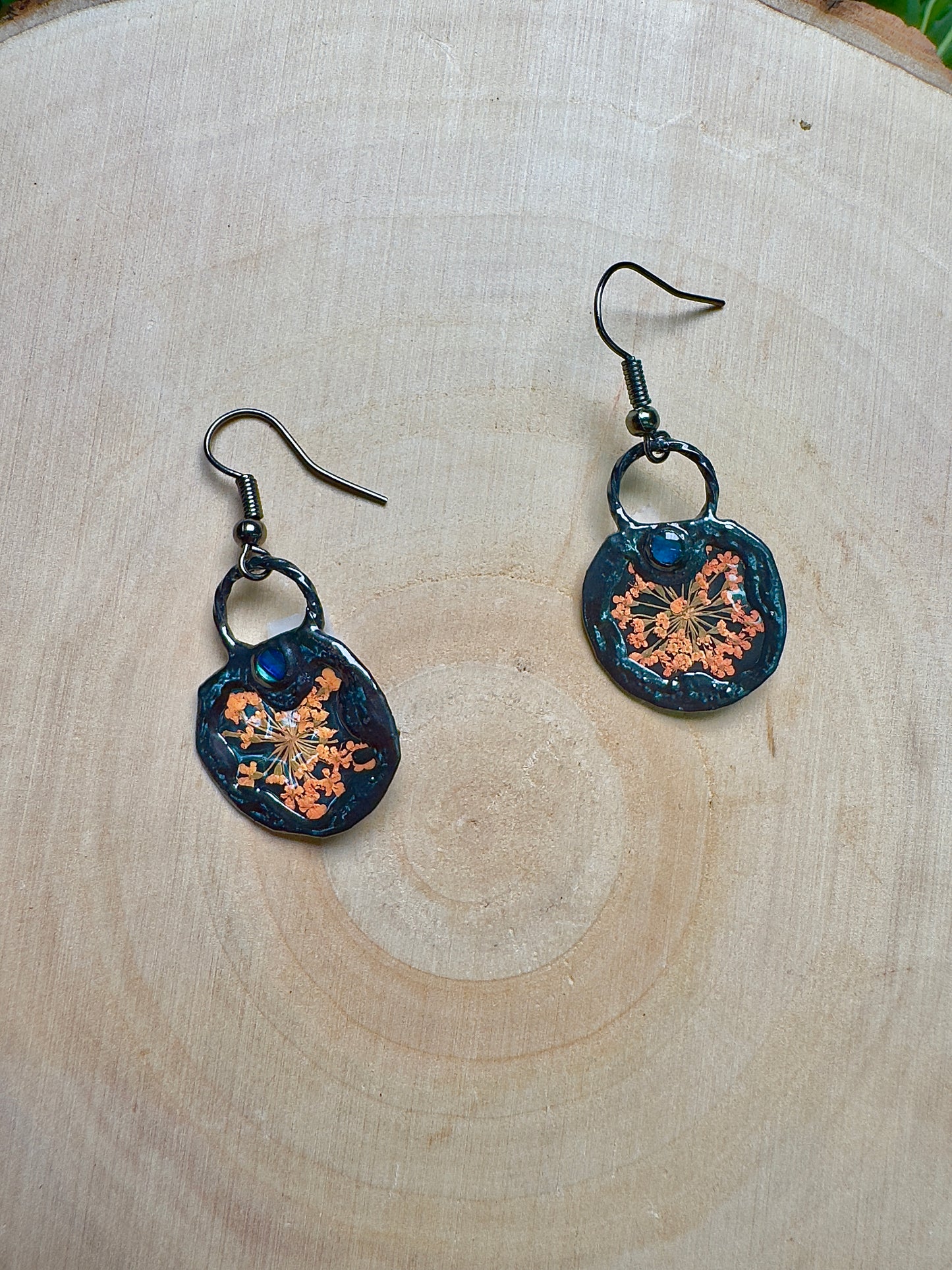 Dazzlefern- Abalone Shell and Flower Earrings