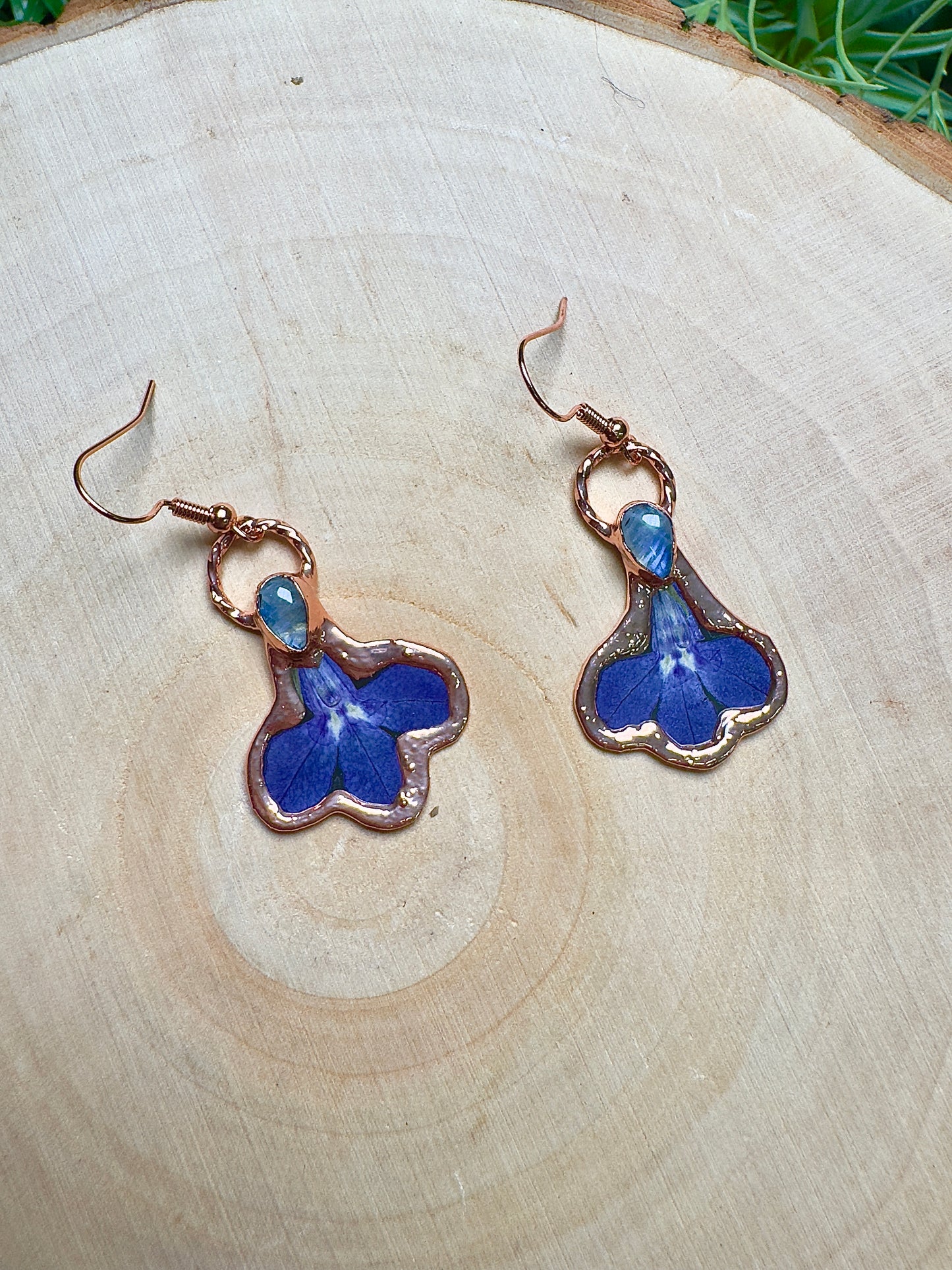 Violetwyn- Moonstone and Flower Earrings