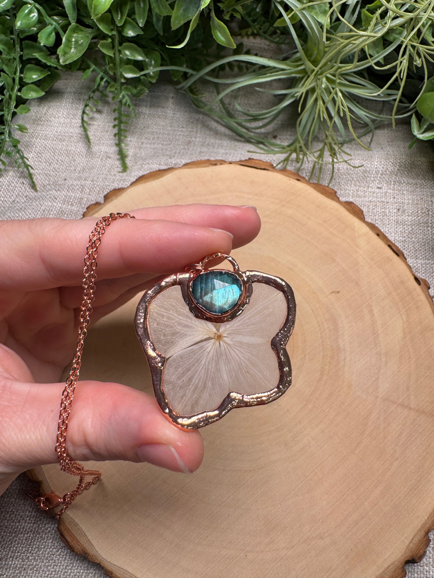 Bloomara- Labradorite and Flower Necklace