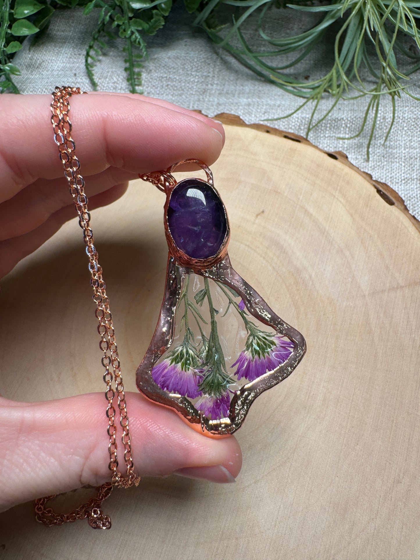 Chryselle- Amethyst and Flower Necklace