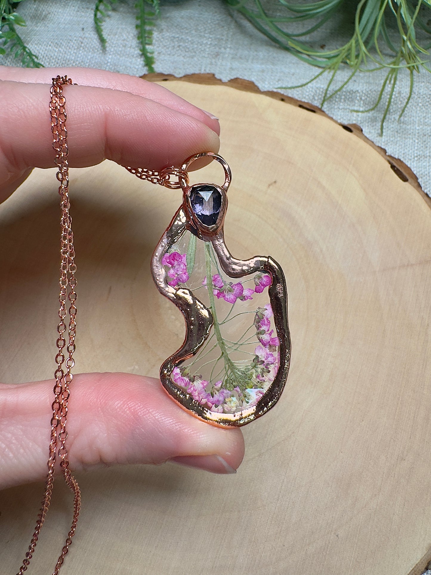 Gardenia- Amethyst and Flower Necklace