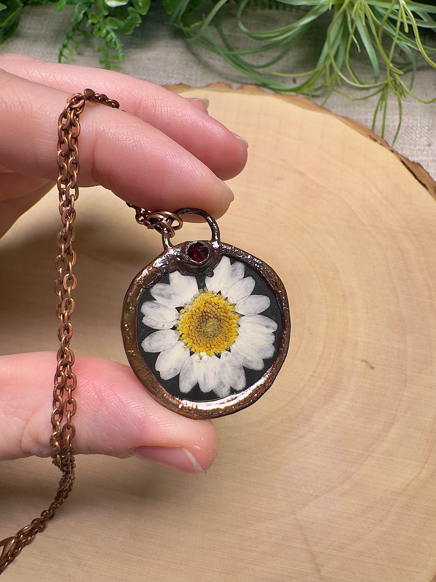Snickerblossom- Garnet and Flower Necklace