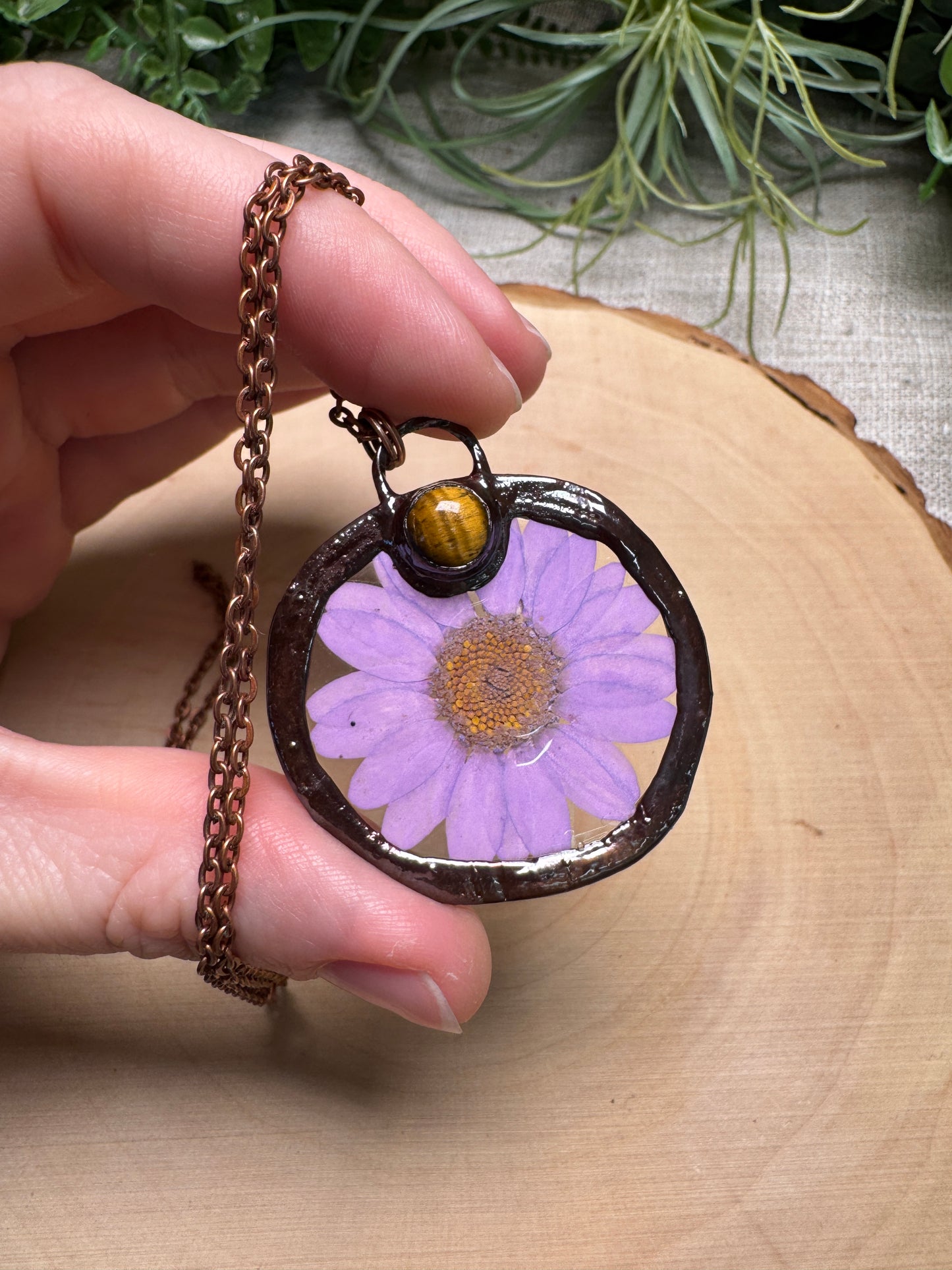 Wispithorn- Tigers Eye and Flower Necklace