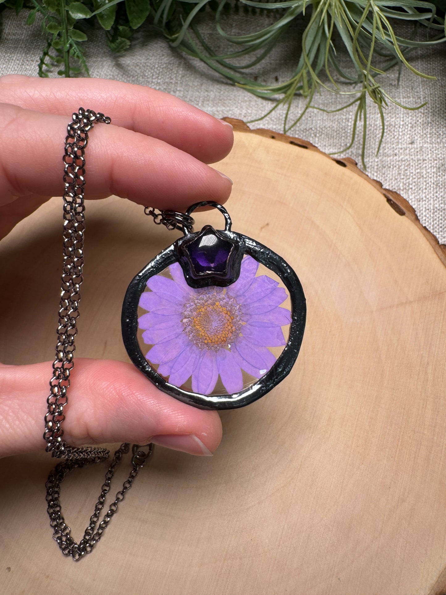 Starwhisper- Amethyst and Flower Necklace
