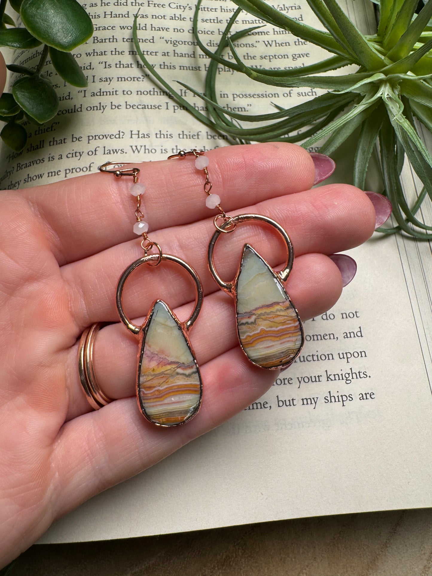 Crazy Lace Agate Dangle Earrings