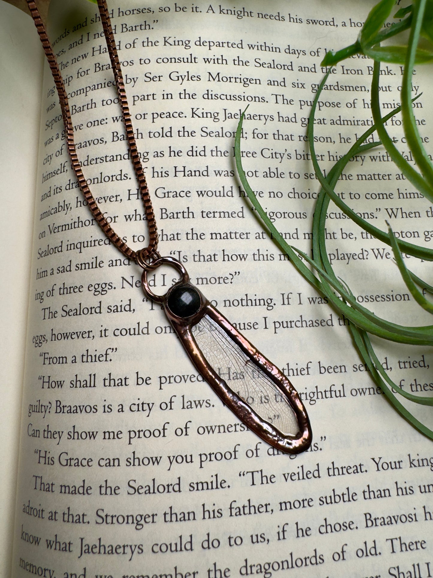 Dragonfly Wing and Onyx Necklace