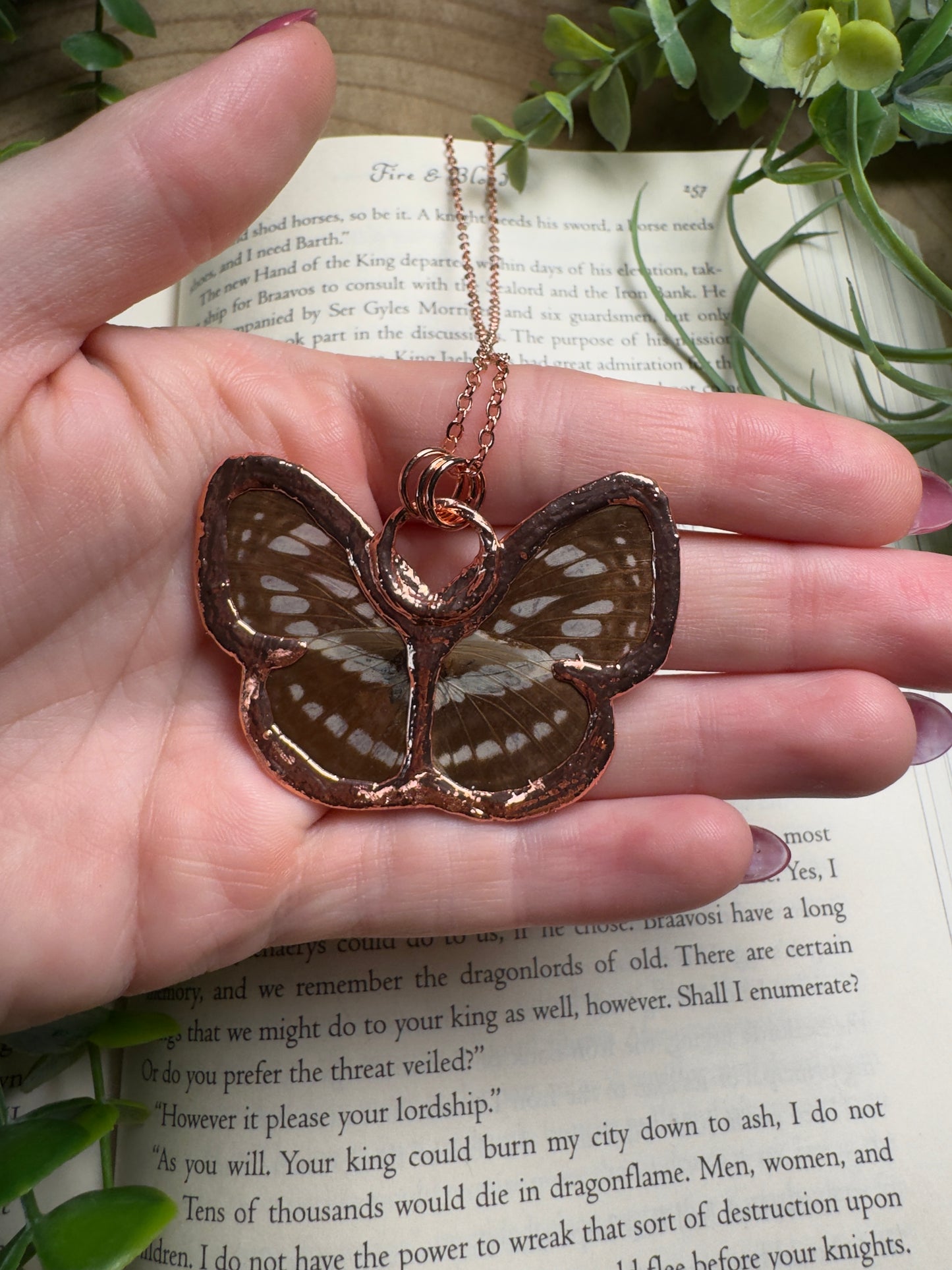 Sunstone and Butterfly Wing Statement Necklace