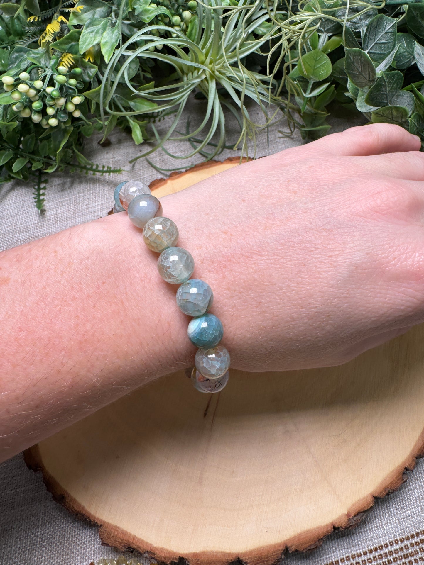 Dragon Vein Agate 10mm Beaded Bracelet