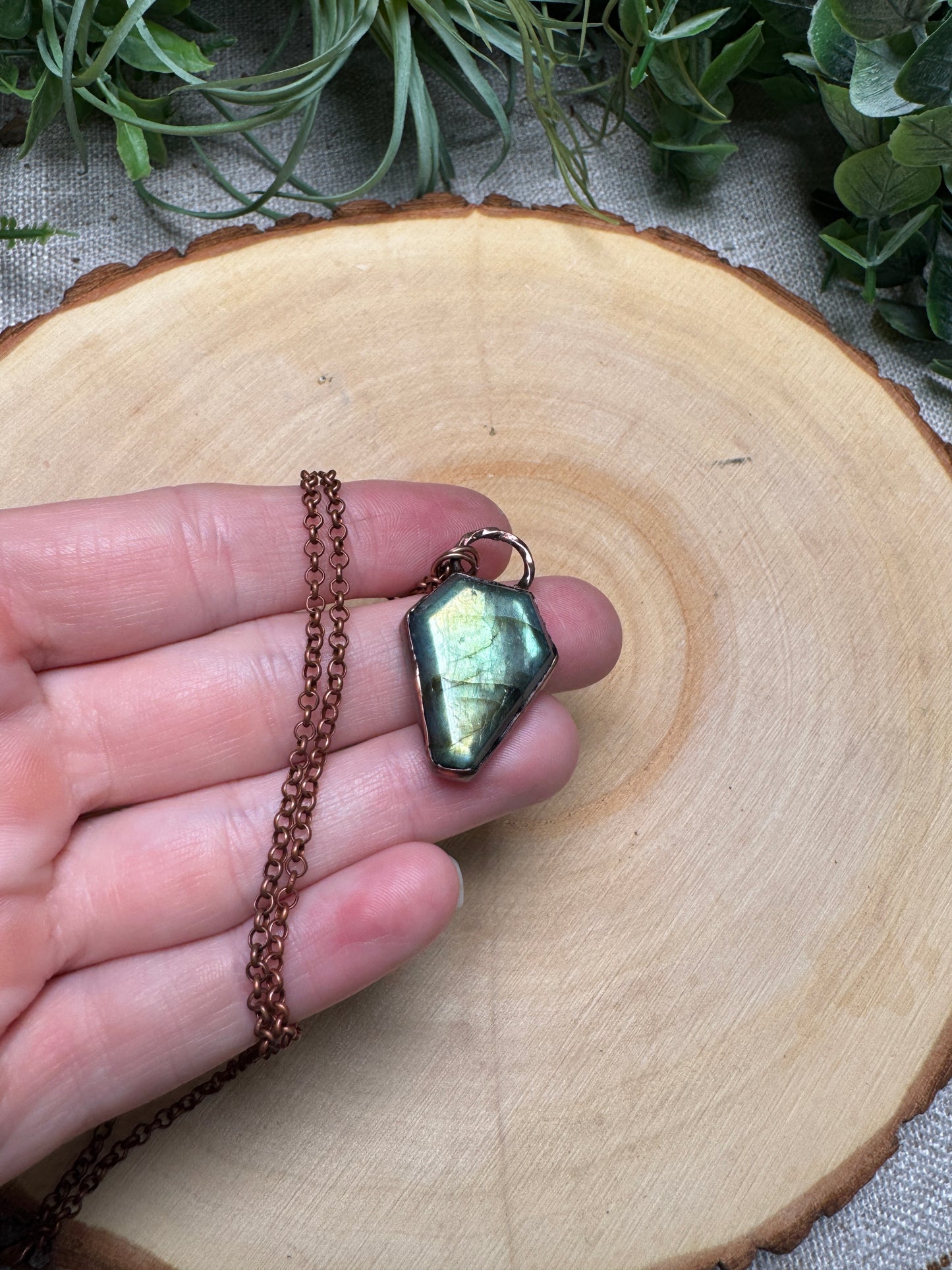 Labradorite Coffin Necklace