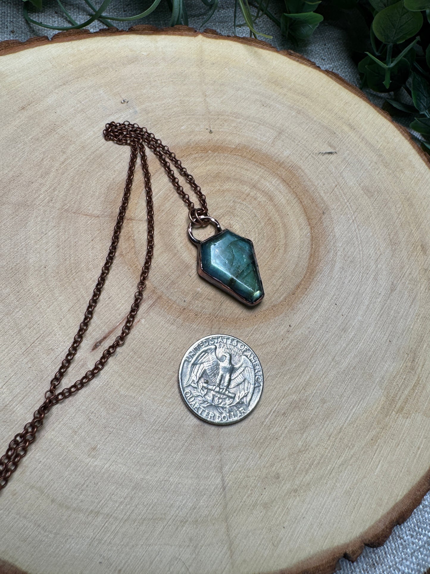 Labradorite Coffin Necklace