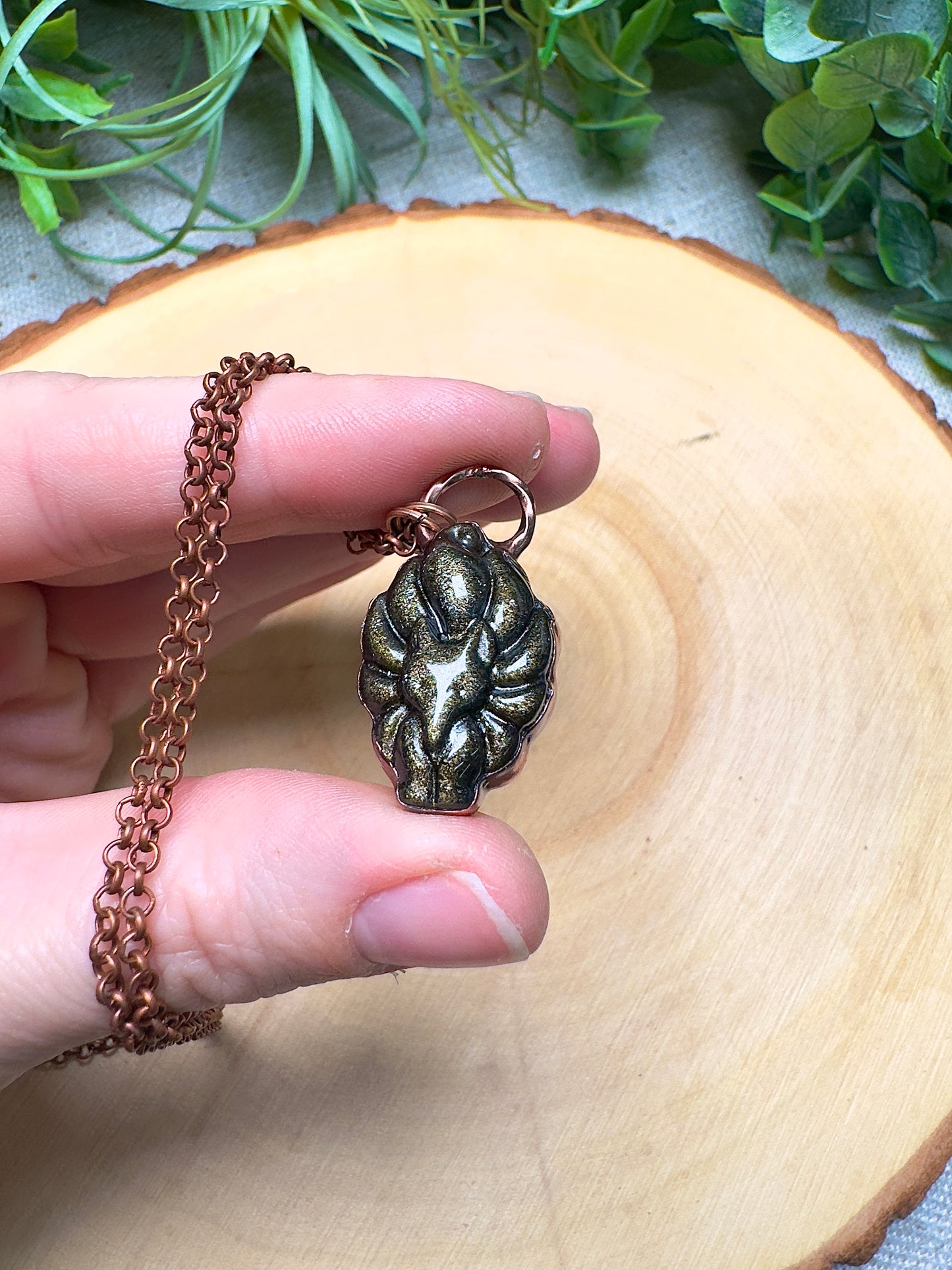 Gold Sheen Obsidian Nine Tailed Fox Necklace