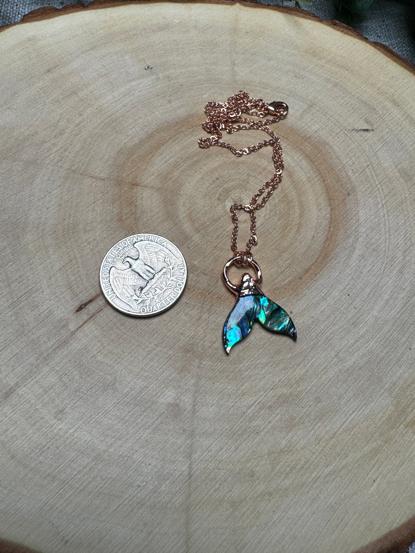 Abalone Shell Mermaid Tail Necklace