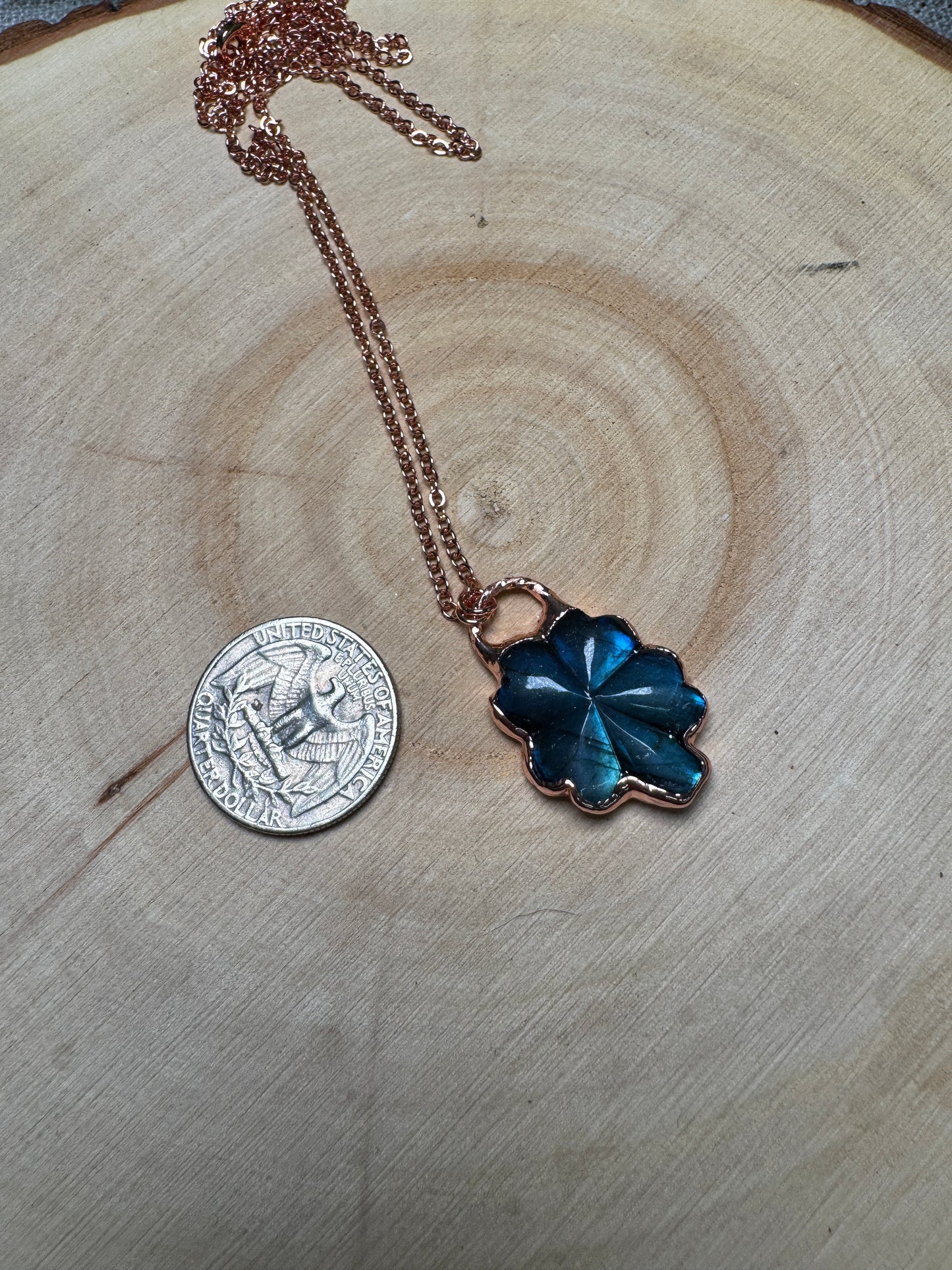 Labradorite Four Leaf Clover Necklace