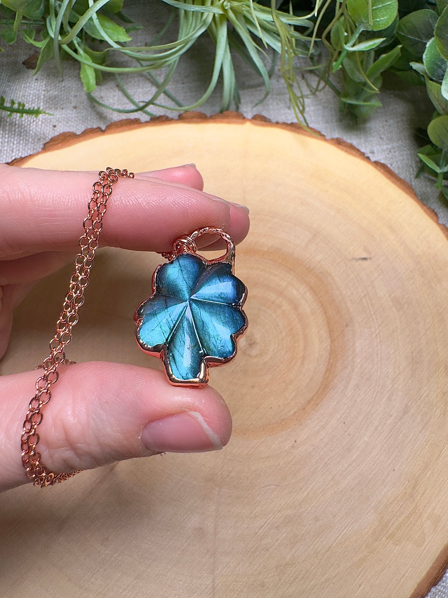 Labradorite Four Leaf Clover Necklace