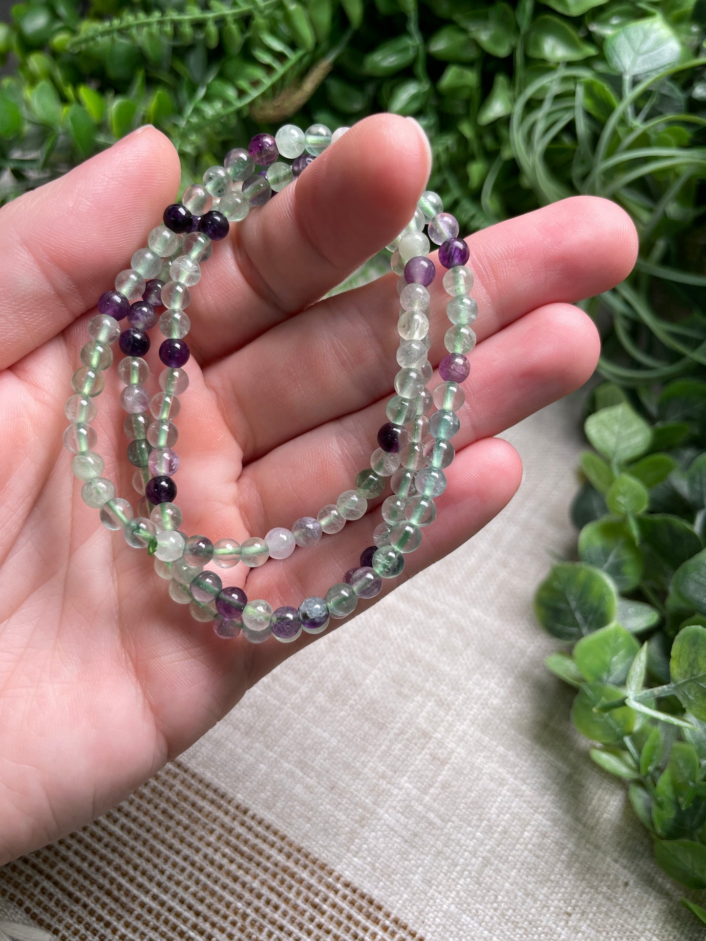 Fluorite 4mm Beaded Bracelet