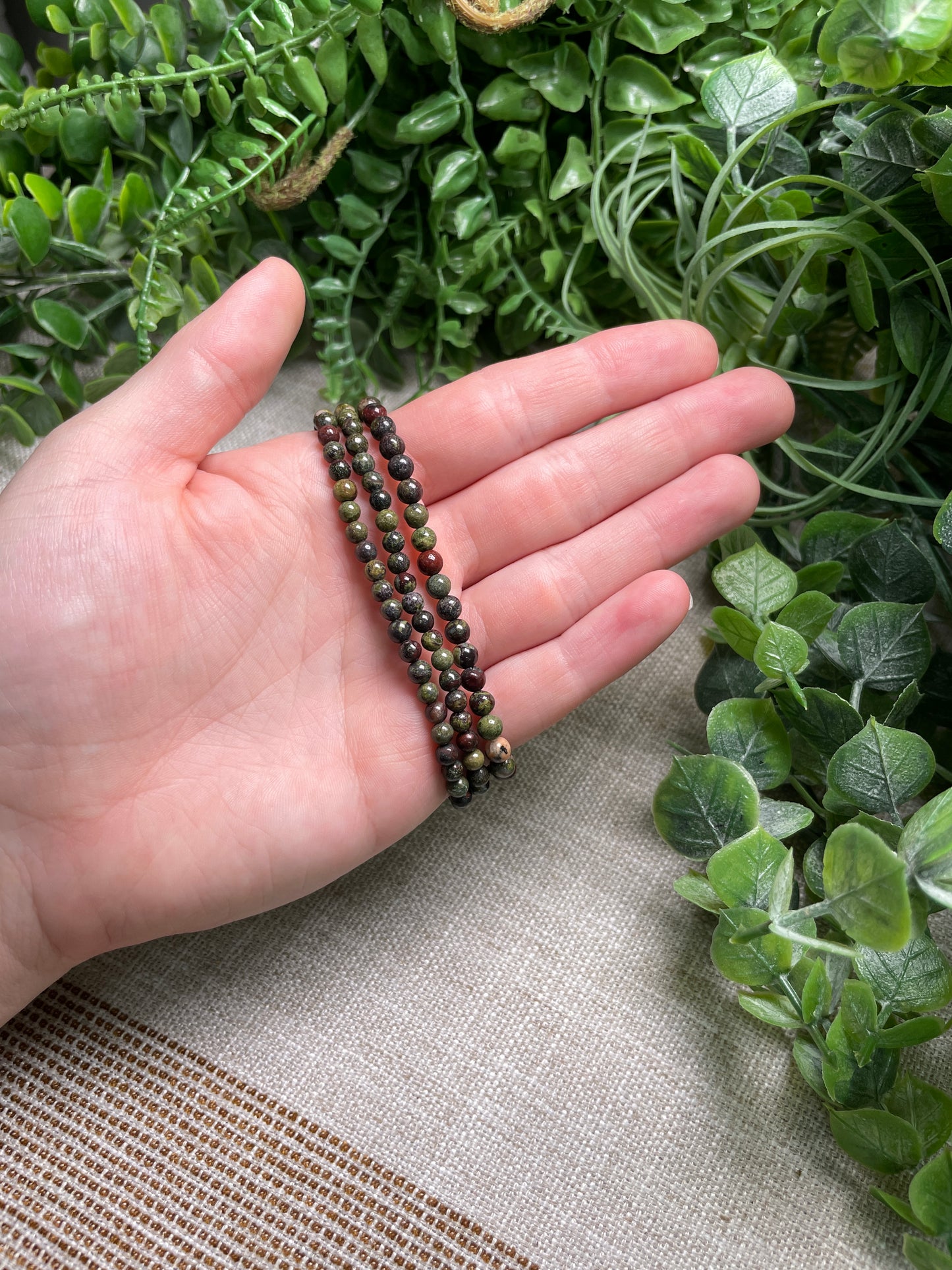 Dragon Blood Jasper 4mm Beaded Bracelet