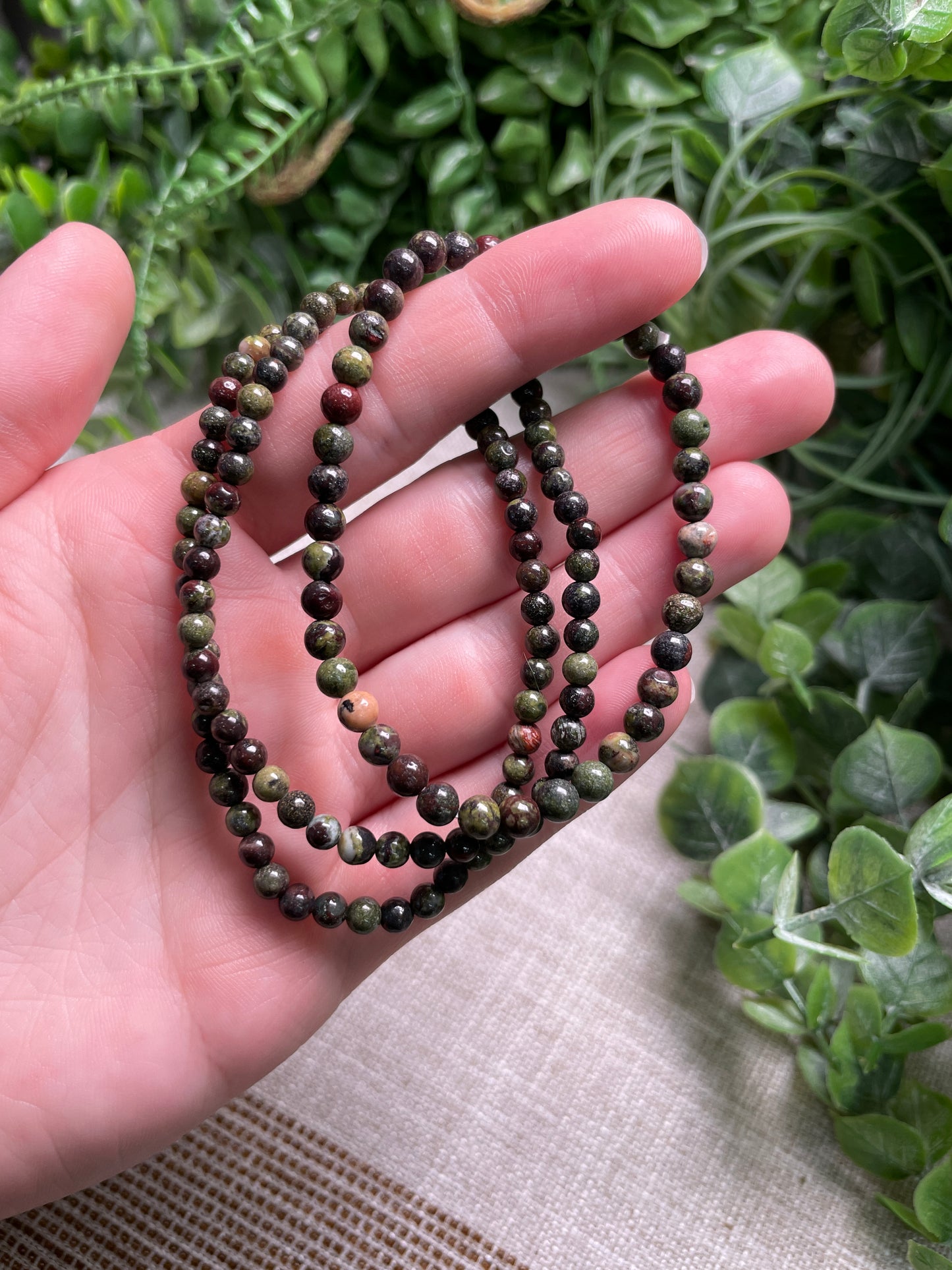 Dragon Blood Jasper 4mm Beaded Bracelet