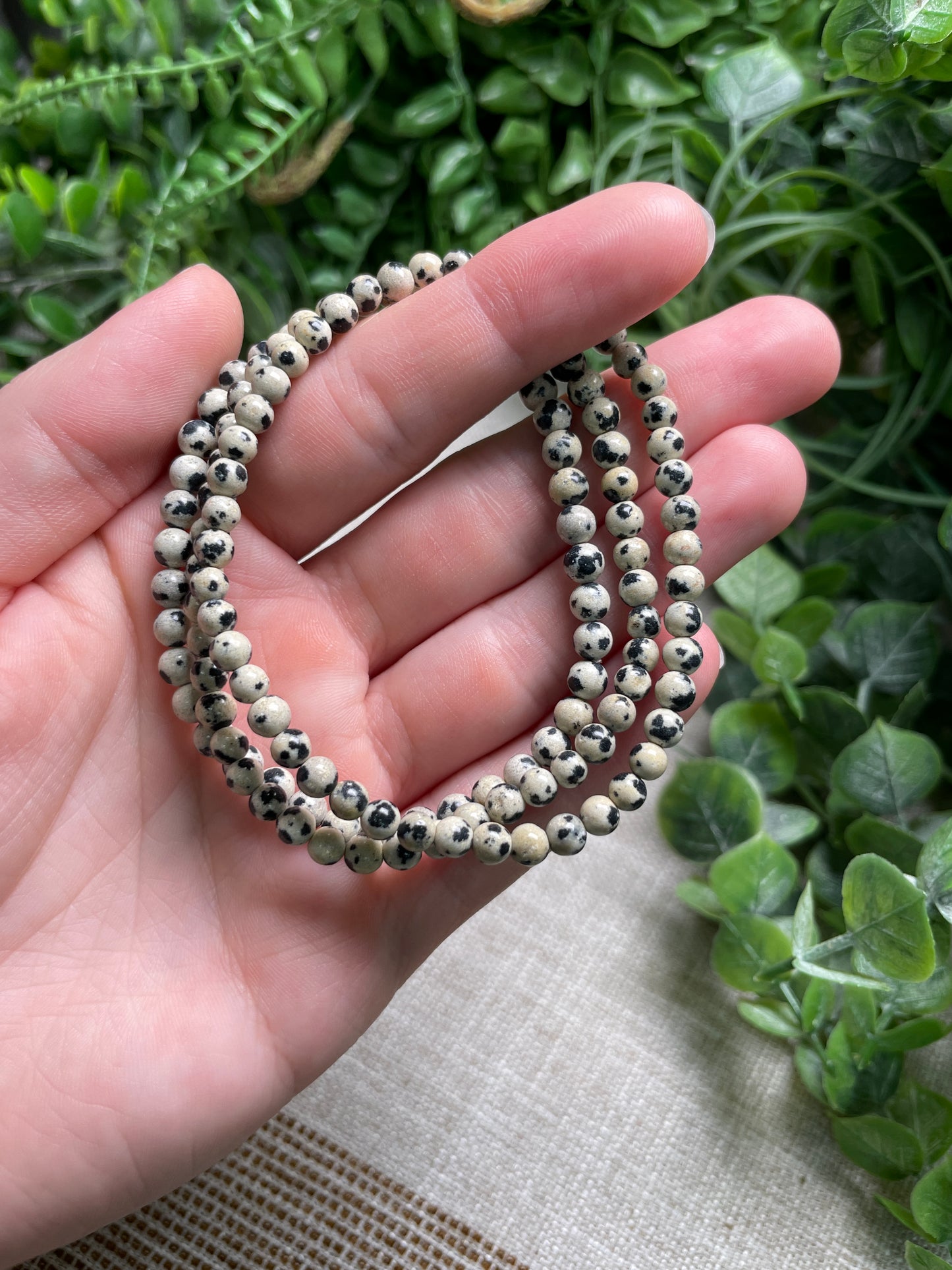 Dalmatian Jasper 4mm Beaded Bracelet