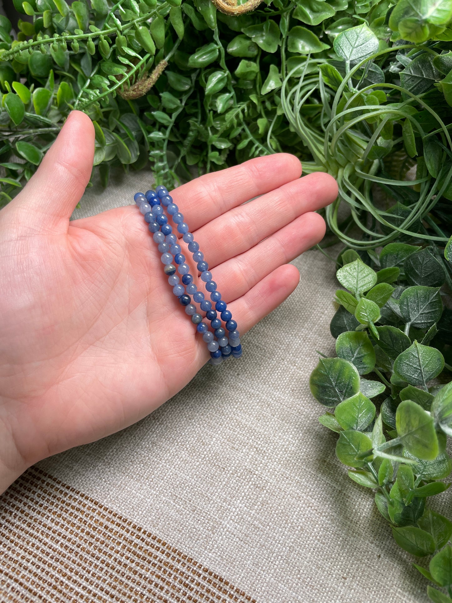Blue Aventurine 4mm Beaded Bracelet