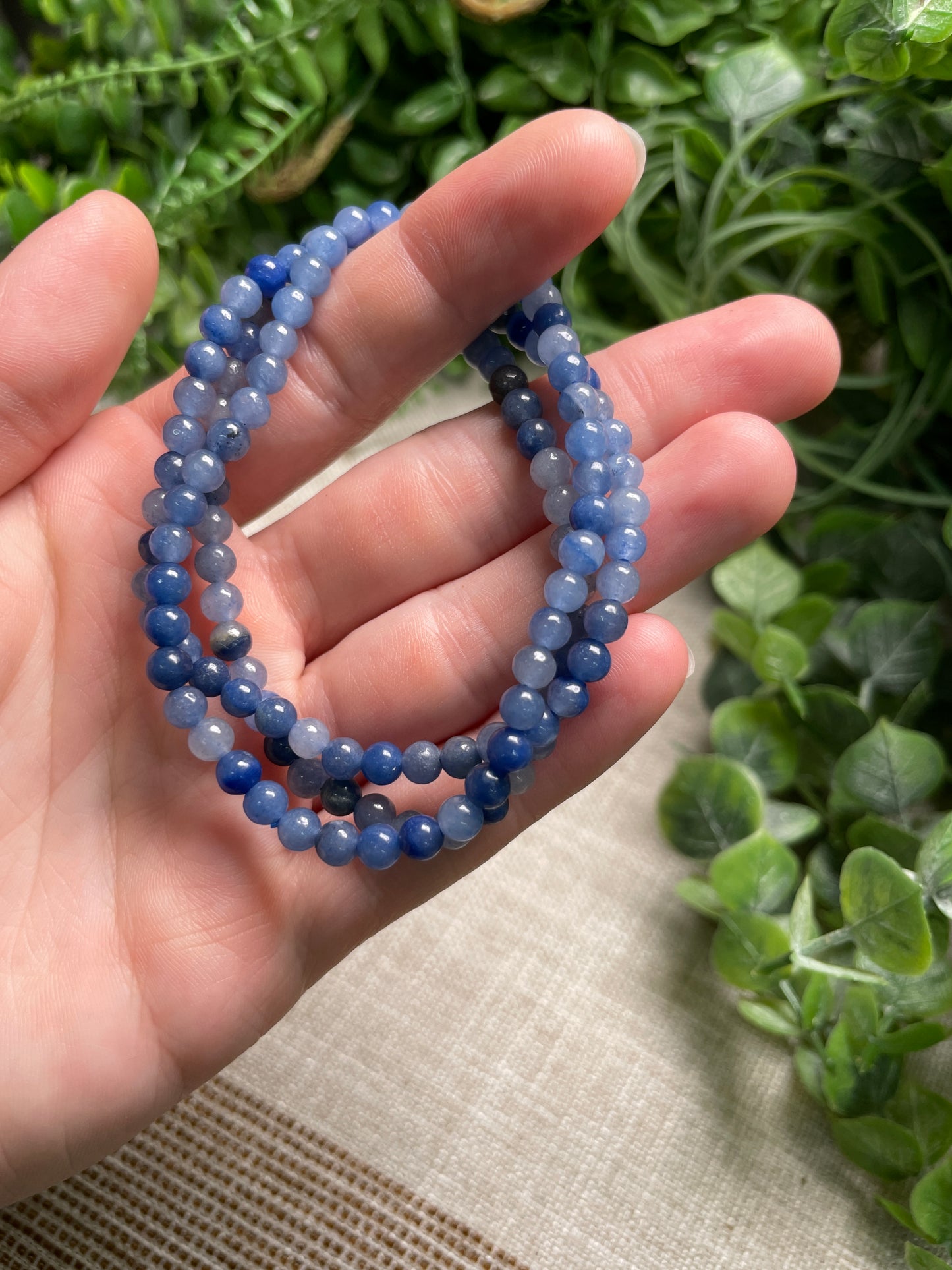 Blue Aventurine 4mm Beaded Bracelet