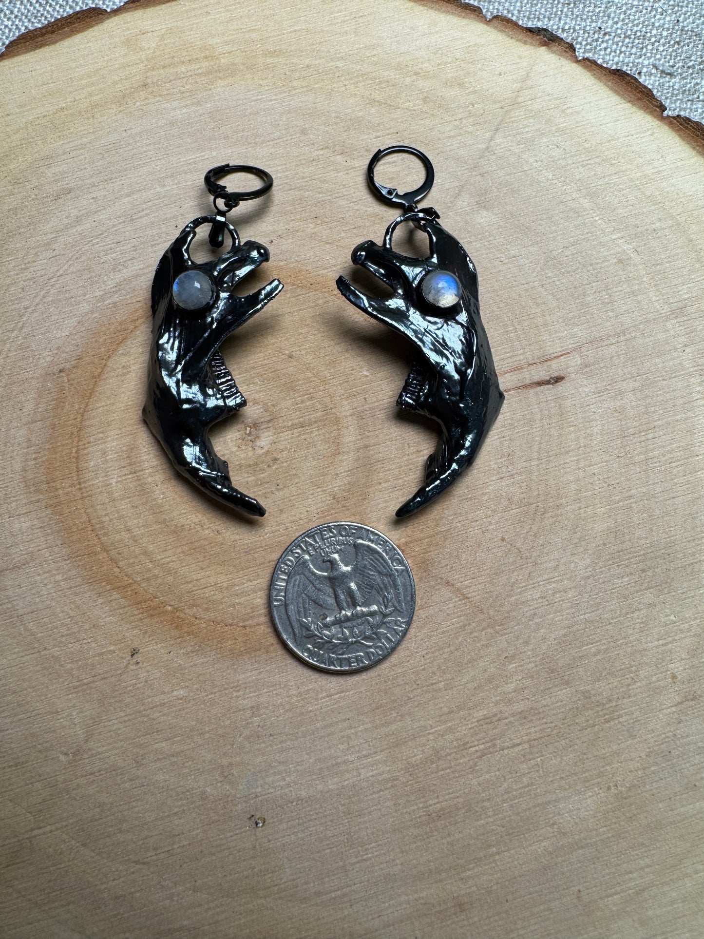 Scourge- Muskrat Jawbone and Moonstone Earrings